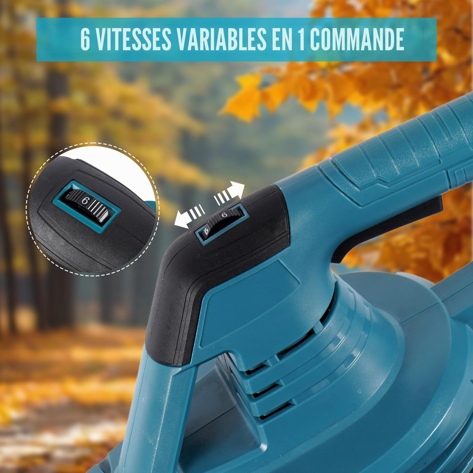 ONEVAN Souffleur de Feuilles sans Fil 350km/h, avec Batterie et Chargeur | Con 2 batteries de 3,0 Ah, 6 vitesses, portable & léger, souffleur pour entretien de la pelouse et soufflage de feuilles
