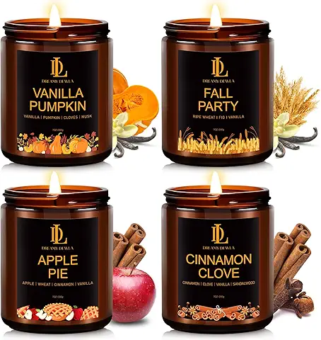 Warm Autumn Scented Candle in glass jar – cozy addition to affordable fall decor ideas