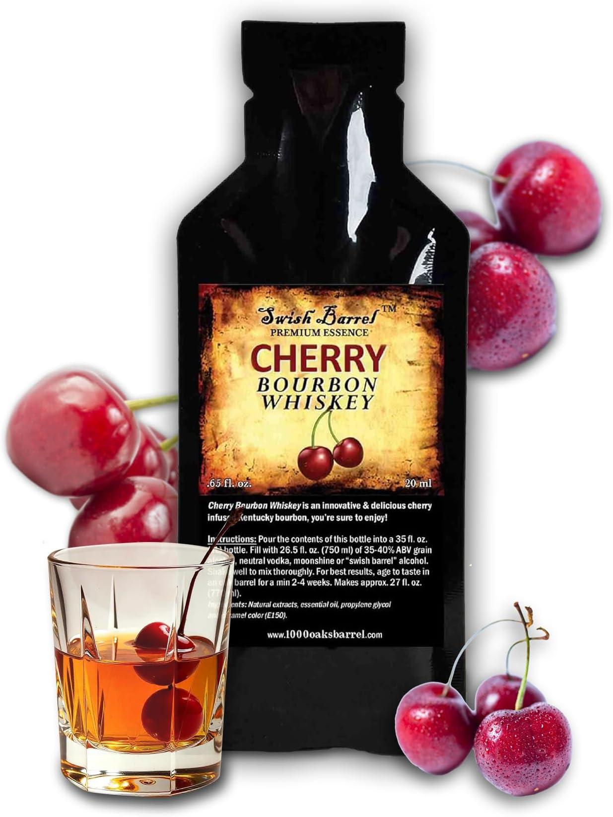 - Cherry Bourbon Whiskey Essence | Bootleg Kit Refills | Thousand Oaks Barrel Co. | Gourmet Flavors for Cocktails Mixers and Cooking | 20ml .65oz Packet