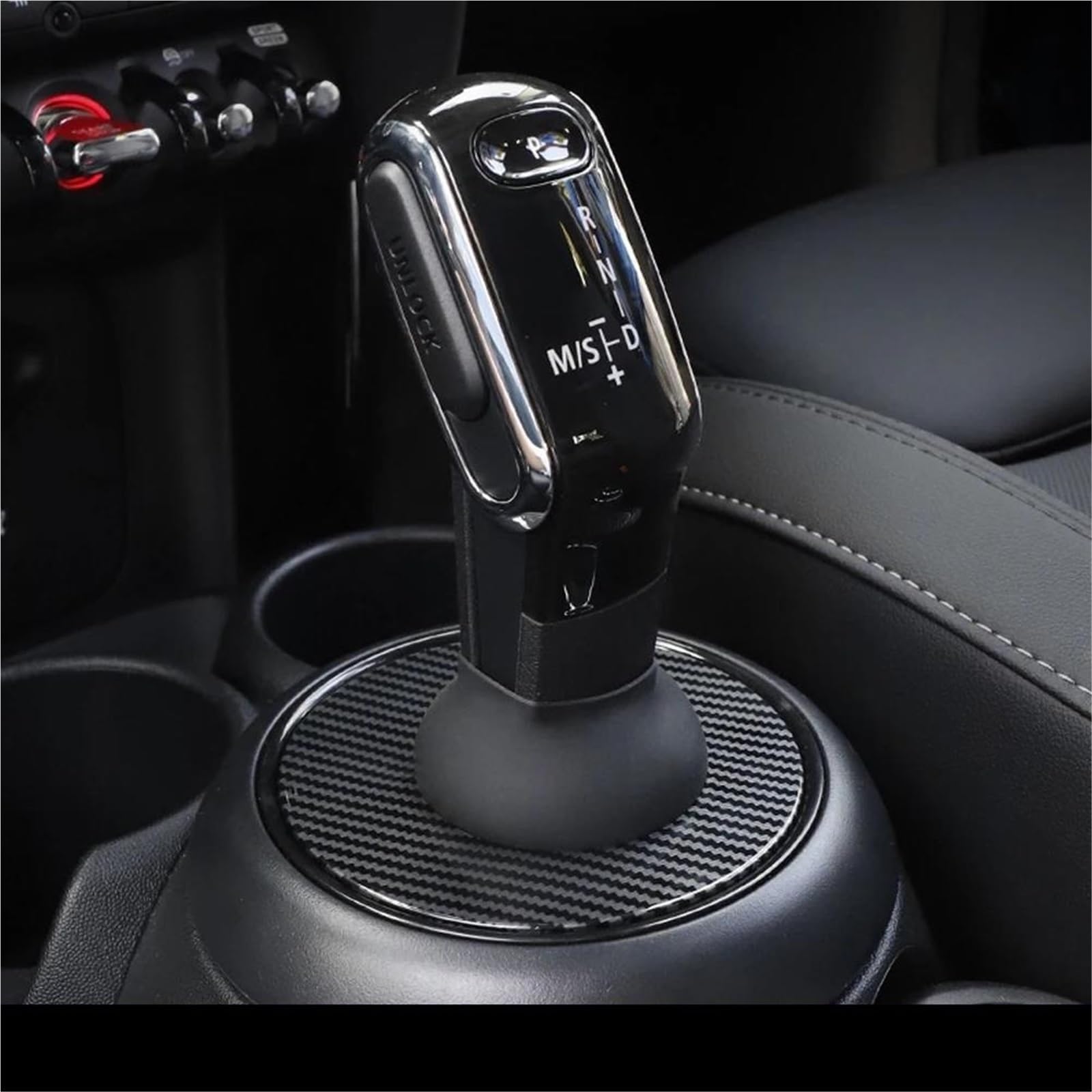 Car Interior Mouldings Car Central Control Shift Gear Lever Dust Cover Sticker for MINI for Cooper S for JCW F54 F55 F56 F57 F60 Decorative Shell Accessories Car Interior(19-23 Carbon Look)