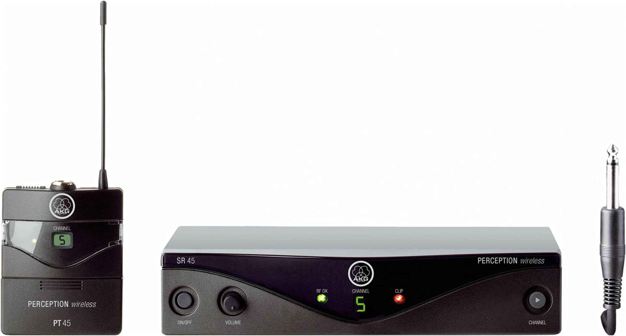 AKG Pro Audio Perception Wireless Microphone System with SR45 Stationary Receiver and PT45 Pocket Transmitter- Instrumental Set (3250H00010)