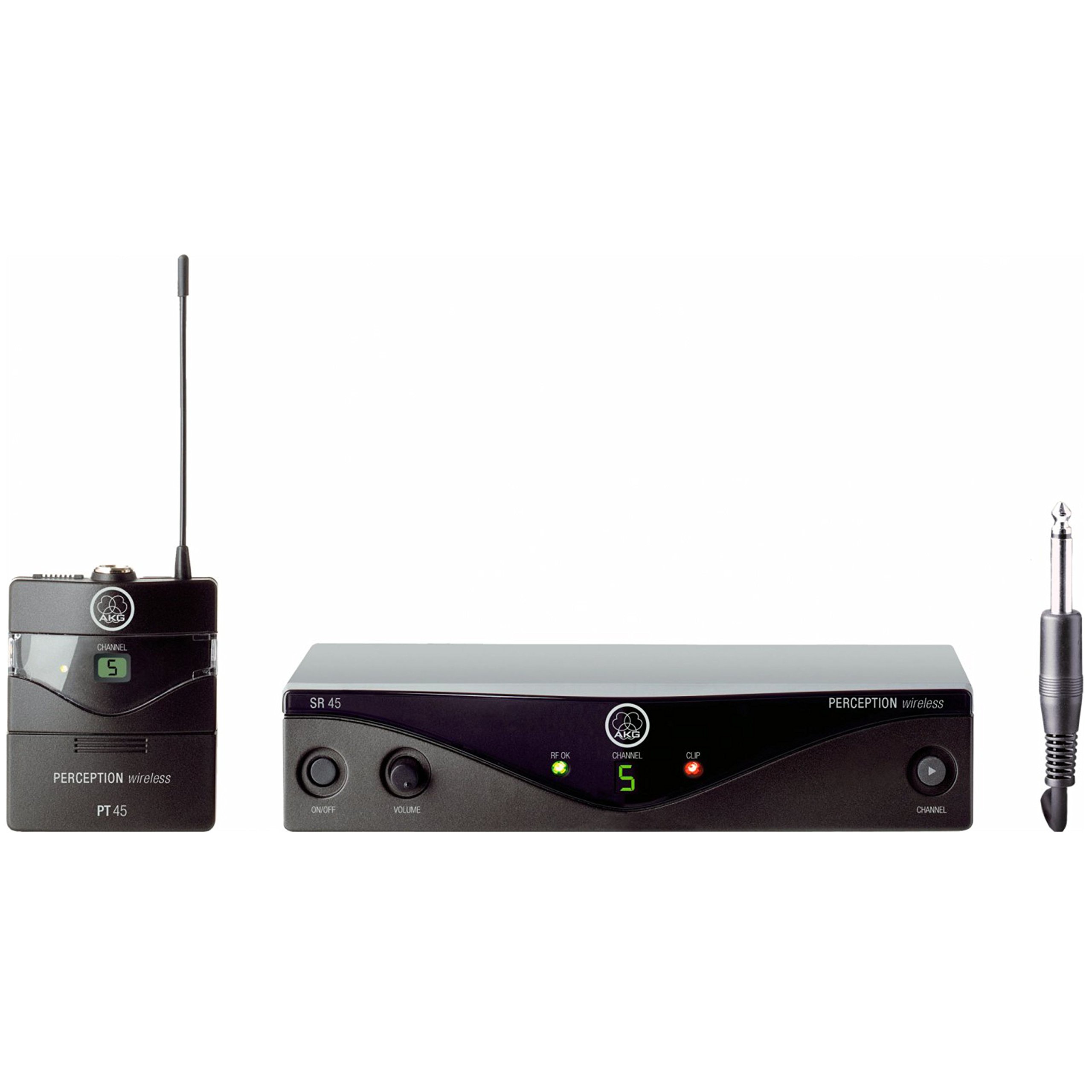 AKG Pro Audio Perception Wireless Microphone System with SR45 Stationary Receiver and PT45 Pocket Transmitter- Instrumental Set (3250H00010)