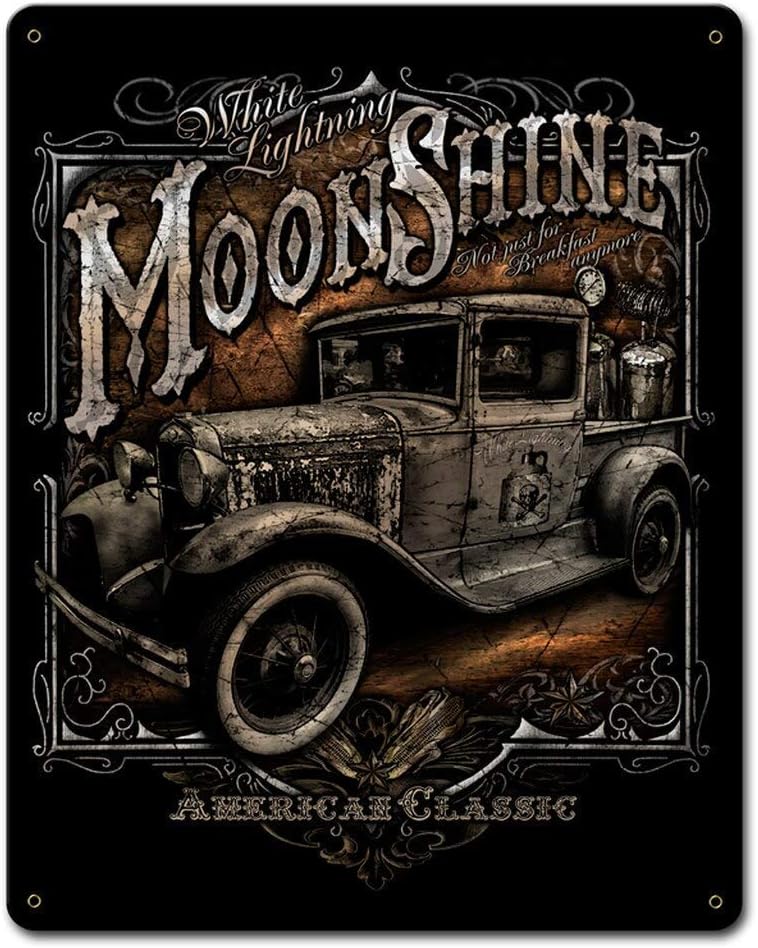 Moonshine Truck Metal Tin Sign Wall Art Decor for Living Room Vintage Art Coffee Bar Signs Home Decor Gifts Decoration 8 x 12 inches