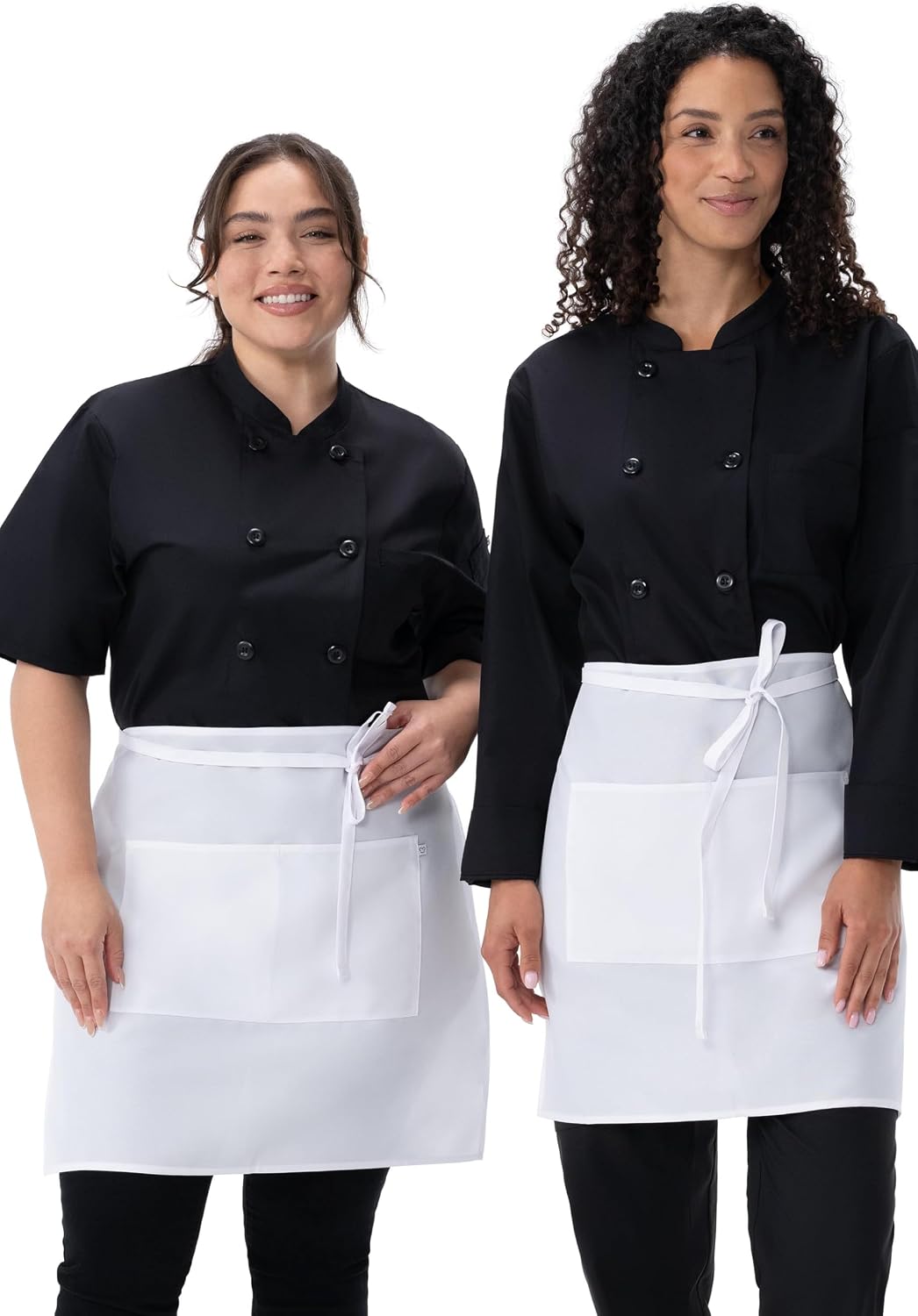 Chefwear Unisex Waitress Apron (2 Pack), White Half Bistro Aprons for Men & Women – Durable with Divided Pocket, Reinforced Stitching & Adjustable Waist Ties for Servers & Waitstaff