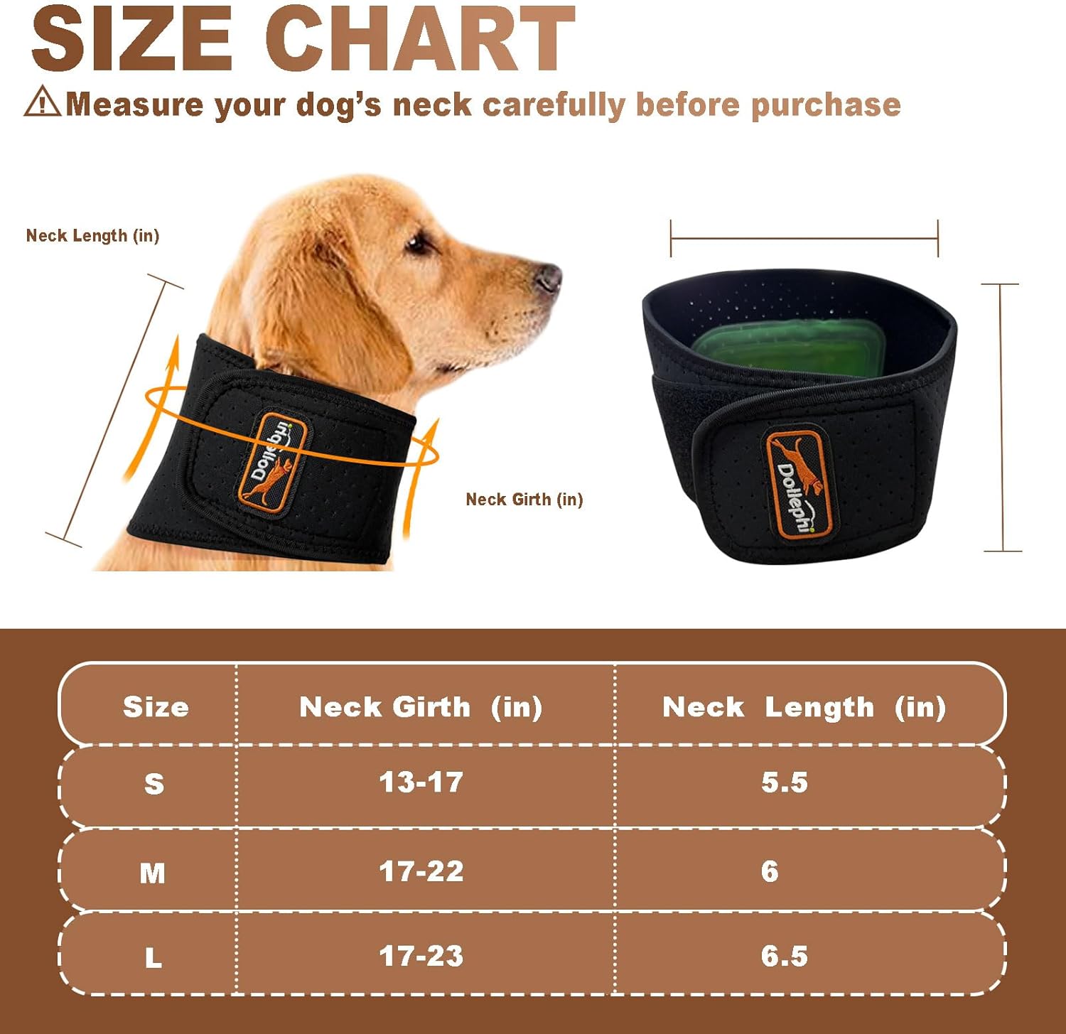 Dog Neck Brace with Hot/Cold Compress, Cervical Spine Support Collar for Dogs with IVDD, Neck Pain, Injury & Post-Surgery Recovery(L)