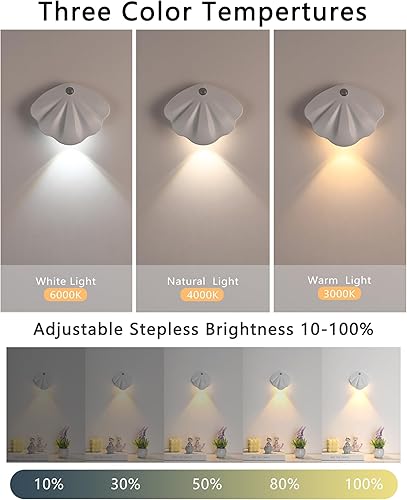 Miniatura 3 de Luz nocturna con sensor de movimiento, recargable por USB, 3 modos de iluminación con atenuación continua, luz de pared personalizada para