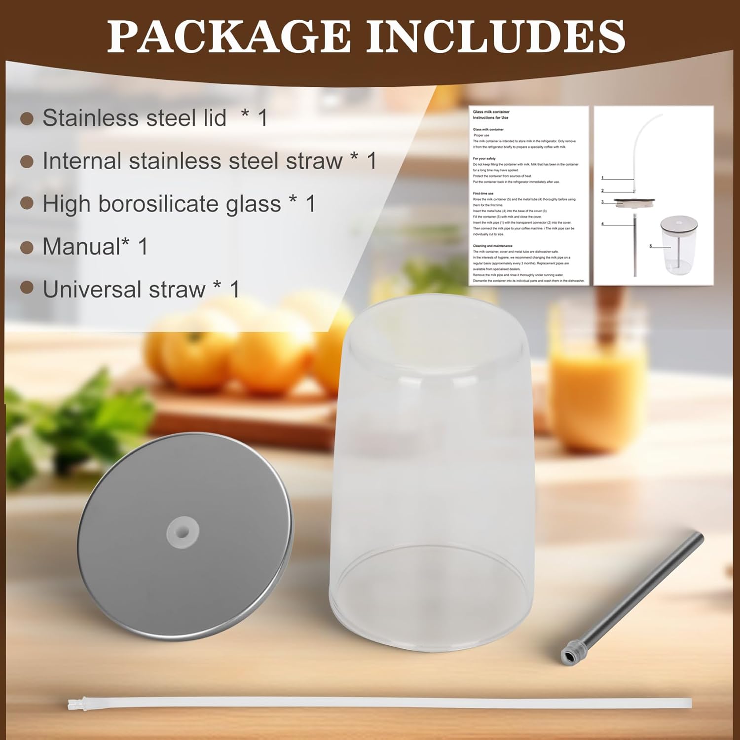Clear Glass Milk Container for Jura,Compatible with Jura Coffee Machine Models: Z8,Z6,J6,S8, S80, E8,GIGA X8cG2/X8G2/X3cG2/X3G2/5,X8,X10,WE8,W3,X7,ENA 8,Micro 90,E6,D6,16.9oz Glass Milk Container