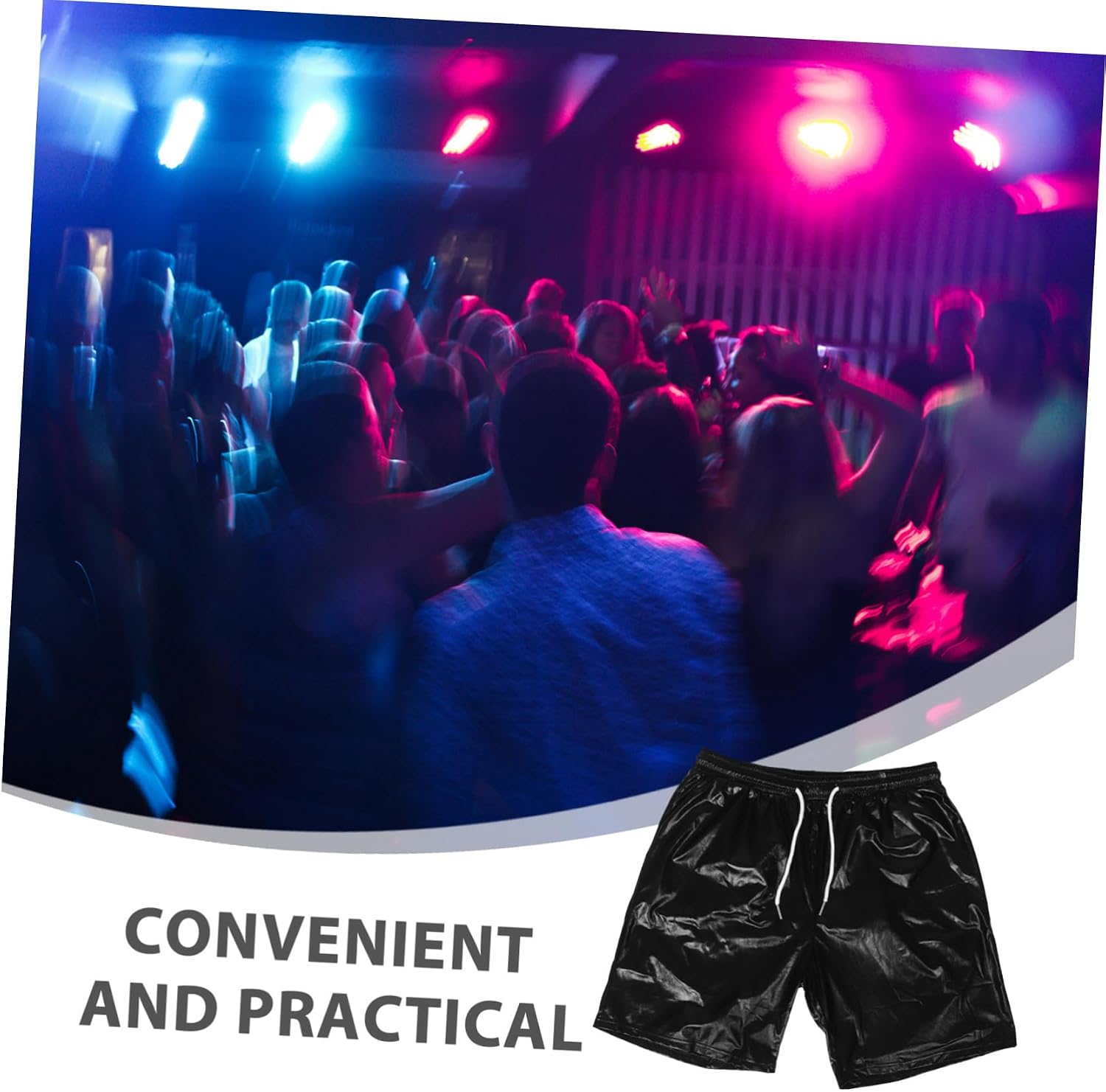 Men Disco Costume Metallic Shiny Shorts for Rave Parties Breathable Polyester Dance Pants Stylish Performance Wear for Nightclubs and Events
