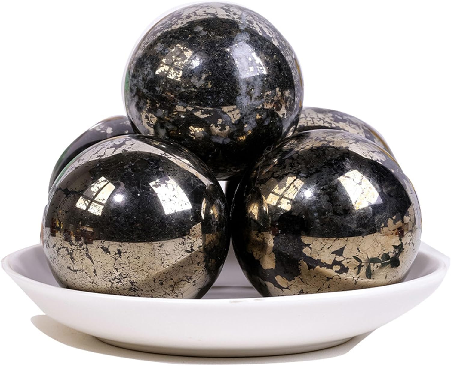 Natural Pyrite Crystal Ball - Llanite Crystal Sphere Meditation Balls for Witchcraft and Decorative Balls, Meditation & Feng Shui Home Decor,50MM