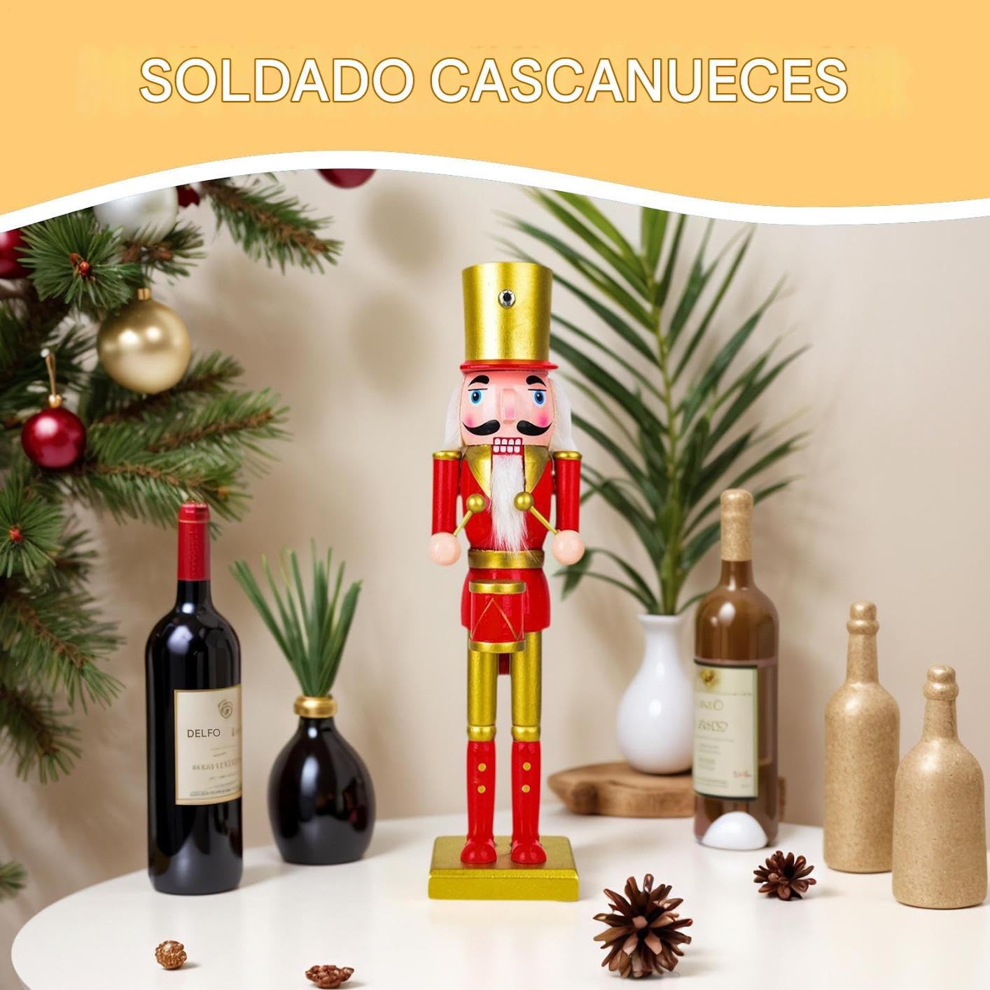 Genérico Figuras De Cascanueces Cascanueces De Madera Figurines Navidad | Centro De Mesa Para Árboles Mostradores Cafeterías Oficinas Puertas Chimeneas Acción De Gracias
