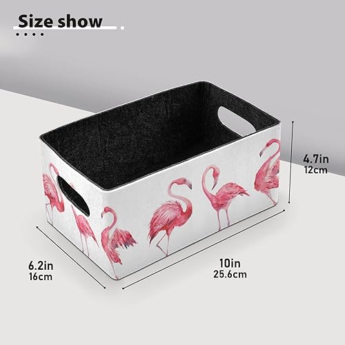 Miniatura 3 de Cesta de almacenamiento exótica de flamencos de acuarela, contenedor de almacenamiento de fieltro, plegable, para juguetes, organizador para