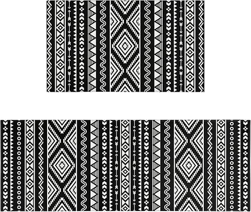 Miniatura 9 de Juego de 2 tapetes de cocina con diseño floral rosa, antideslizantes, lavables, color rosa, para piso, 2 piezas