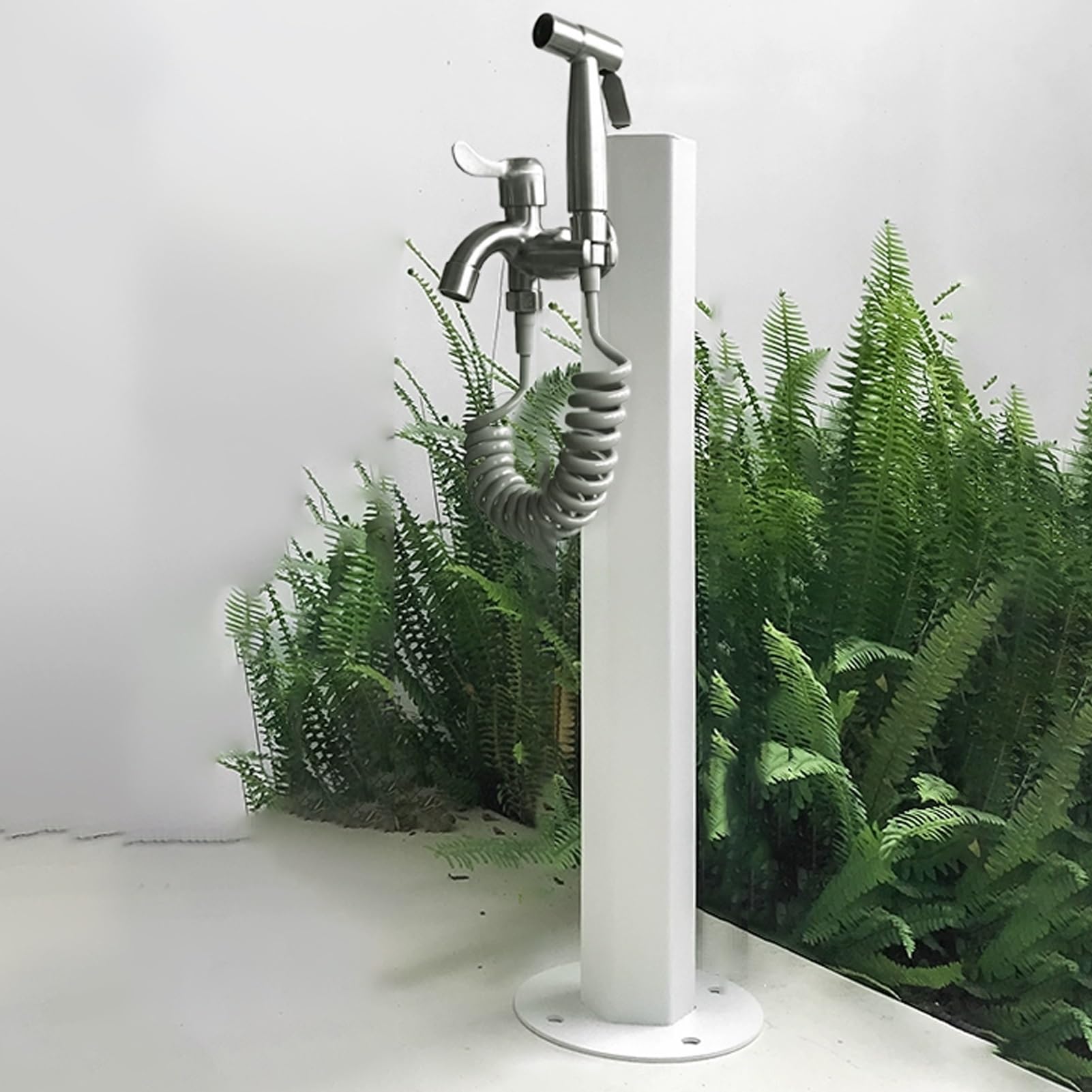 WOTZOV Faucet Water Column,Outdoor Garden Water Column - Freestanding Post Faucet With Double Outlet Hydrant For Courtyard - Vertical Water Dispenser，White G 60CM/23.6IN