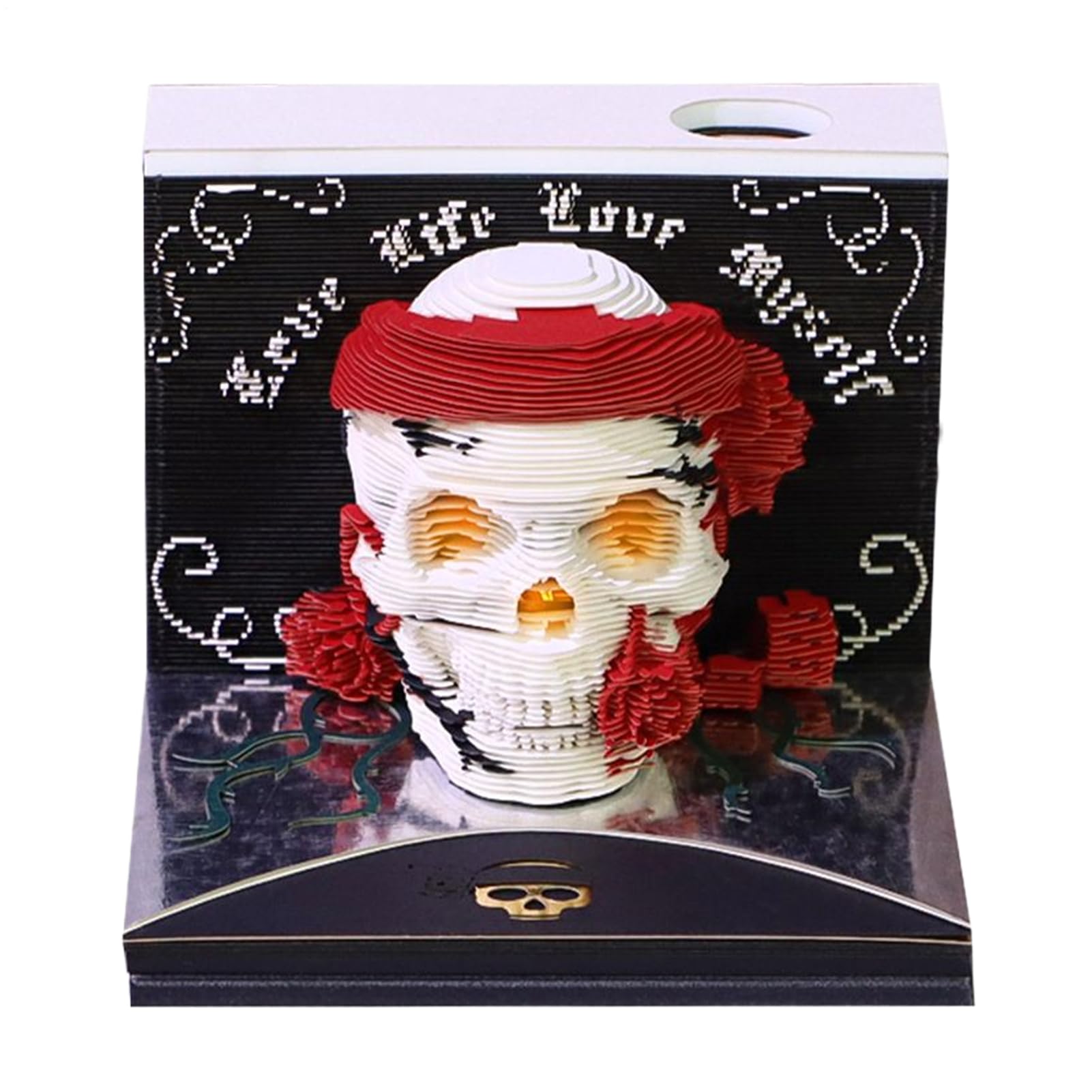 2026 Tischkalender 3D Memo Block Abreißkalender Halloween Schädel