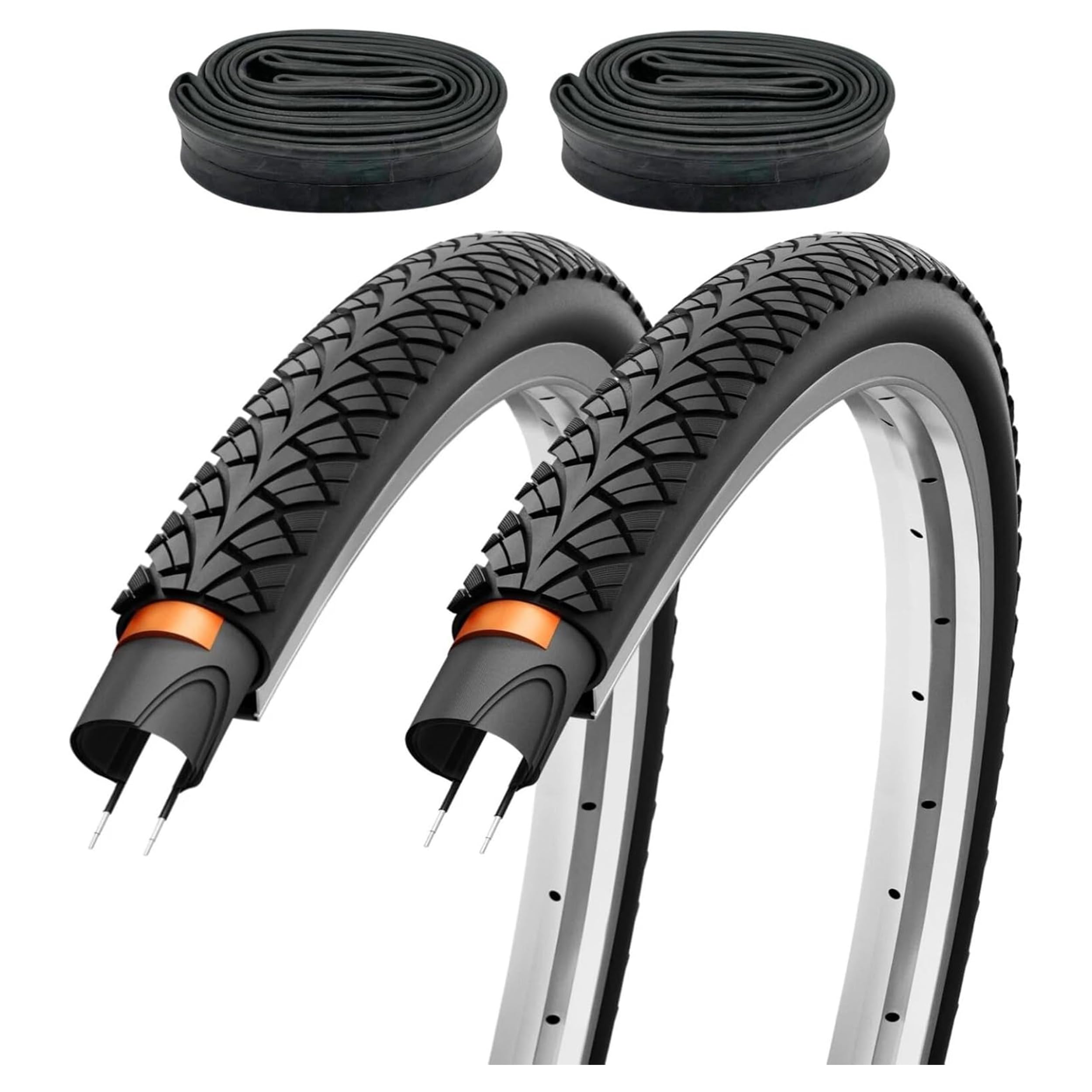 2er Set Fahrradreifen 28x1,50 Zoll 40-622 700x38c Pannenschutz wählbar mit Schläuchen Autoventil Fahrradventil französisches Ventil – Trekkingreifen Allround für Citybike Trekkingrad