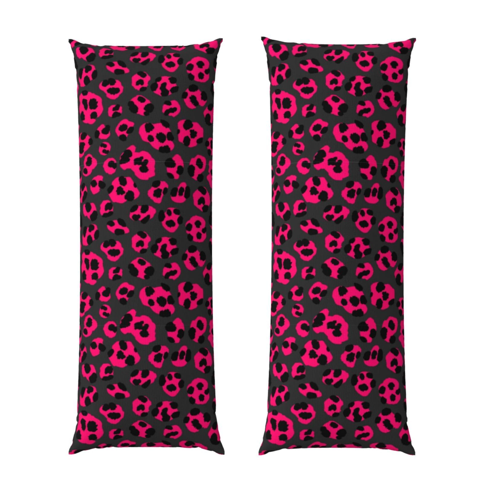 Body Pillowcase 20x60 Luxury Pink Dark Gray Leopard Cheetah Print, Cozy Plush Velvet Pillow Cover with Hidden Zipper, Soft Cushion Case for Bedroom Sofa Home Decor