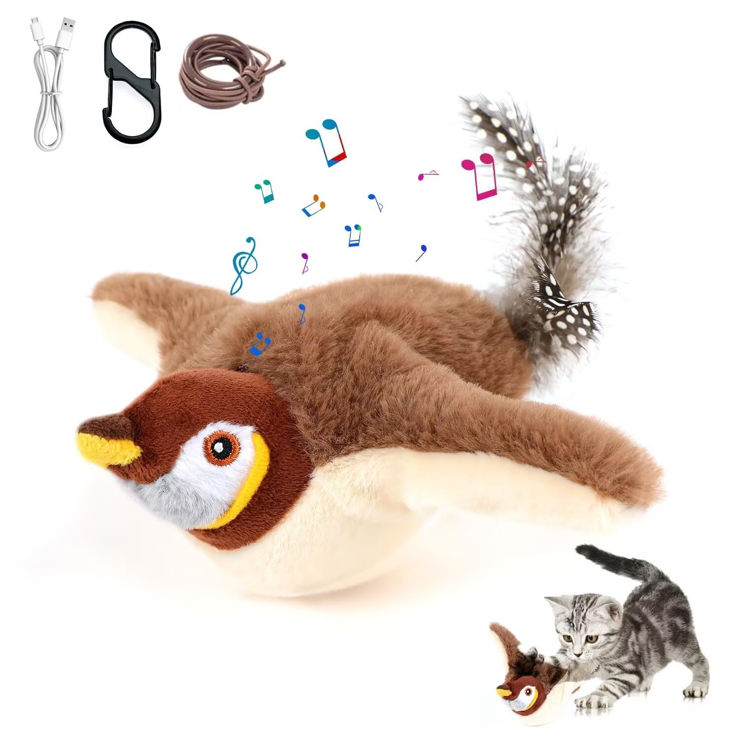 Jouet interactif en forme d'oiseau pour chat et chien idéal pour le salon