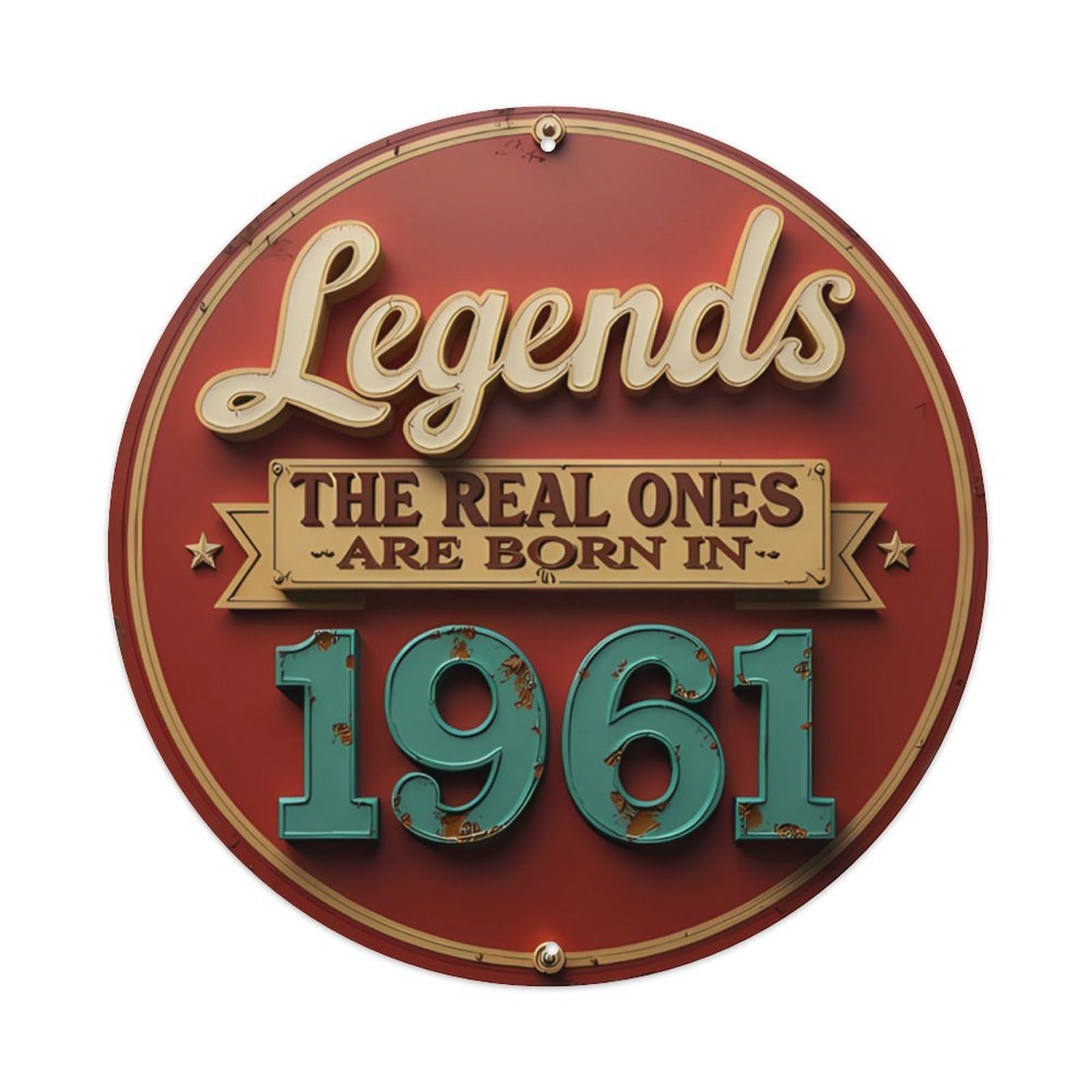 Legends The Real Ones Are Born In 1961 Vintage Birthday Sign Vintage Aluminium Metal Sign, Retro Wall Decor for Home, Bar, Garage & Farmhouse 20x20cm