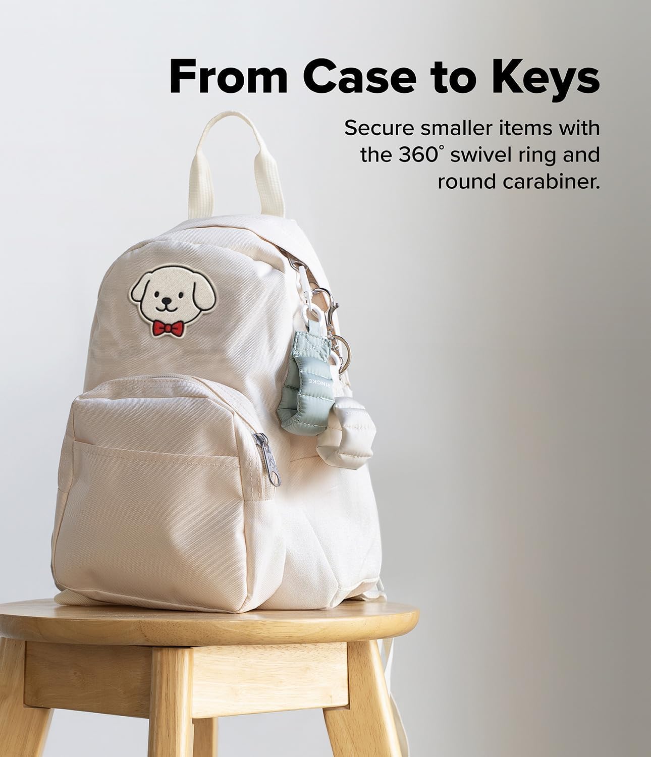 Ringke Holder Link Puffer Finger Phone Strap, Soft Cushioned Cute 13g Polyester Strap with Tether Tab & Round Carabiner