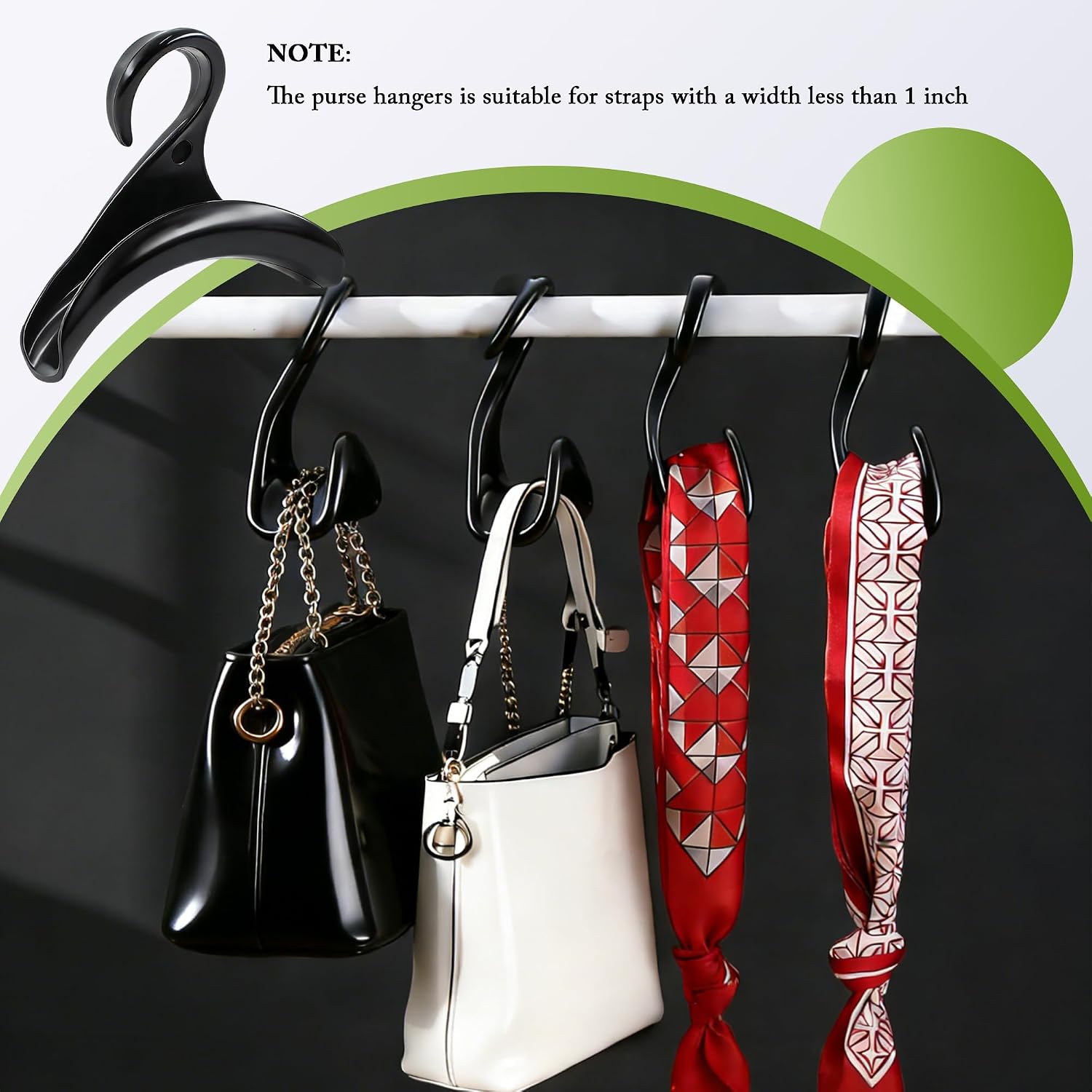 14Pcs Handbag Hangers Acrylic Handbag Hooks Purse Hanger Organizer Storage for Closet Organizer Storage Purses Tote Bag Backpacks Handbags Satchels (Black)