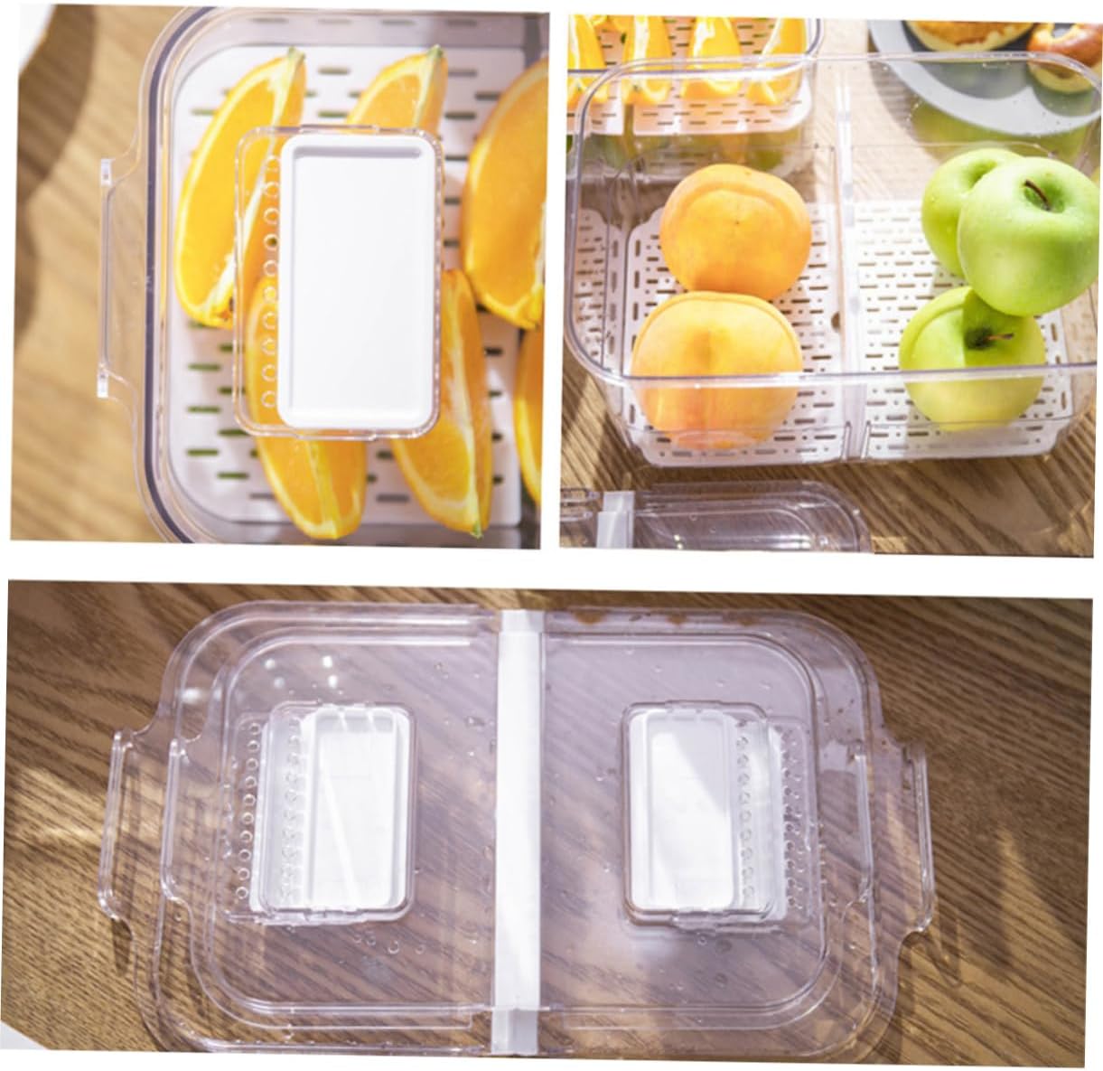 IMIKEYA Double Layer Sealed Kitchen Storage Box for Fruits Vegetables Refrigerator Crisper Bin Reusable Washable Easy to Clean Space Saving Design for Home Organization