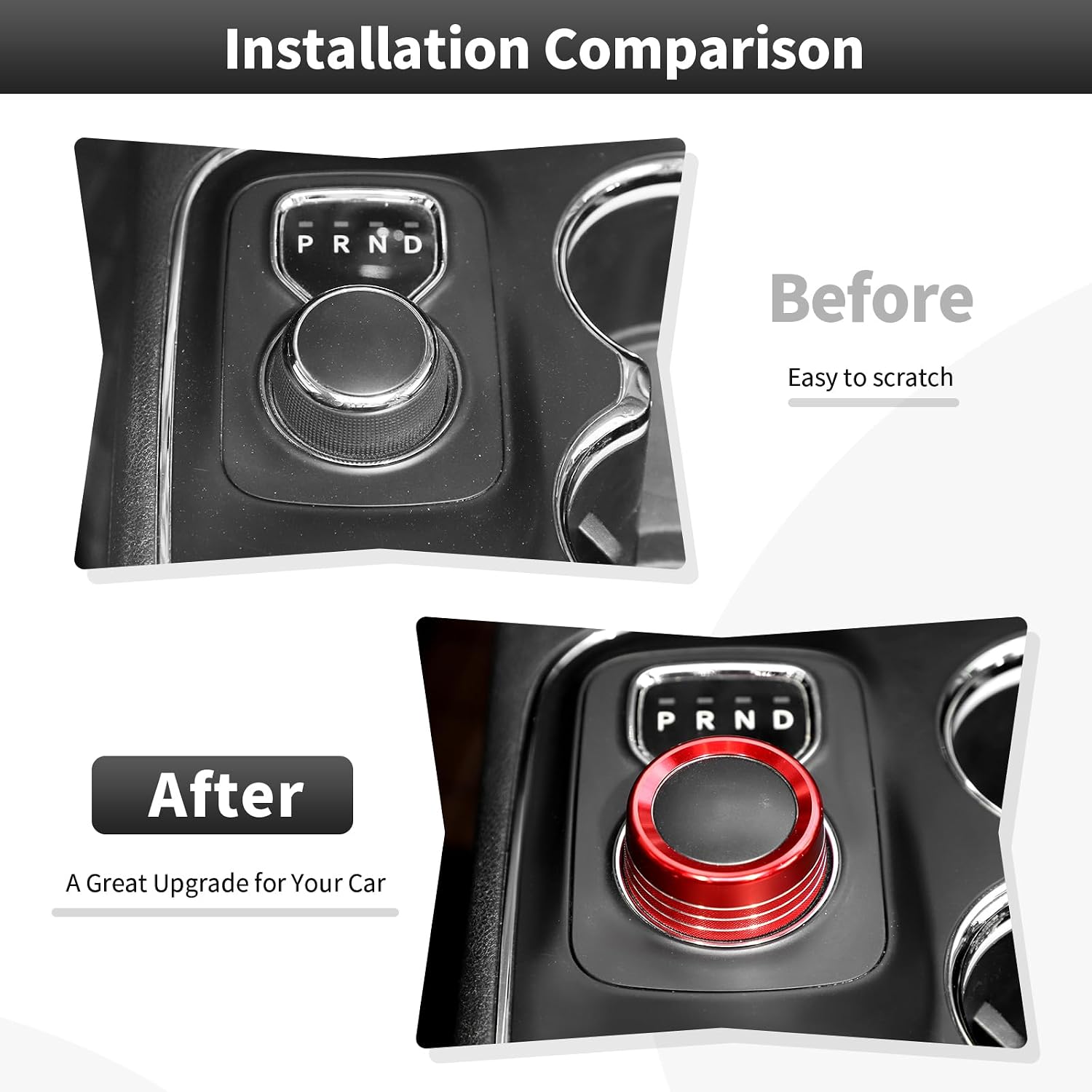 CheroCar Gear Shift Switch Knob Cover Control Switch Button Cover Ring Trim for 2014-2017 Dodge Durango,for 2013-2017 Dodge RAM Interior Decoration Accessories