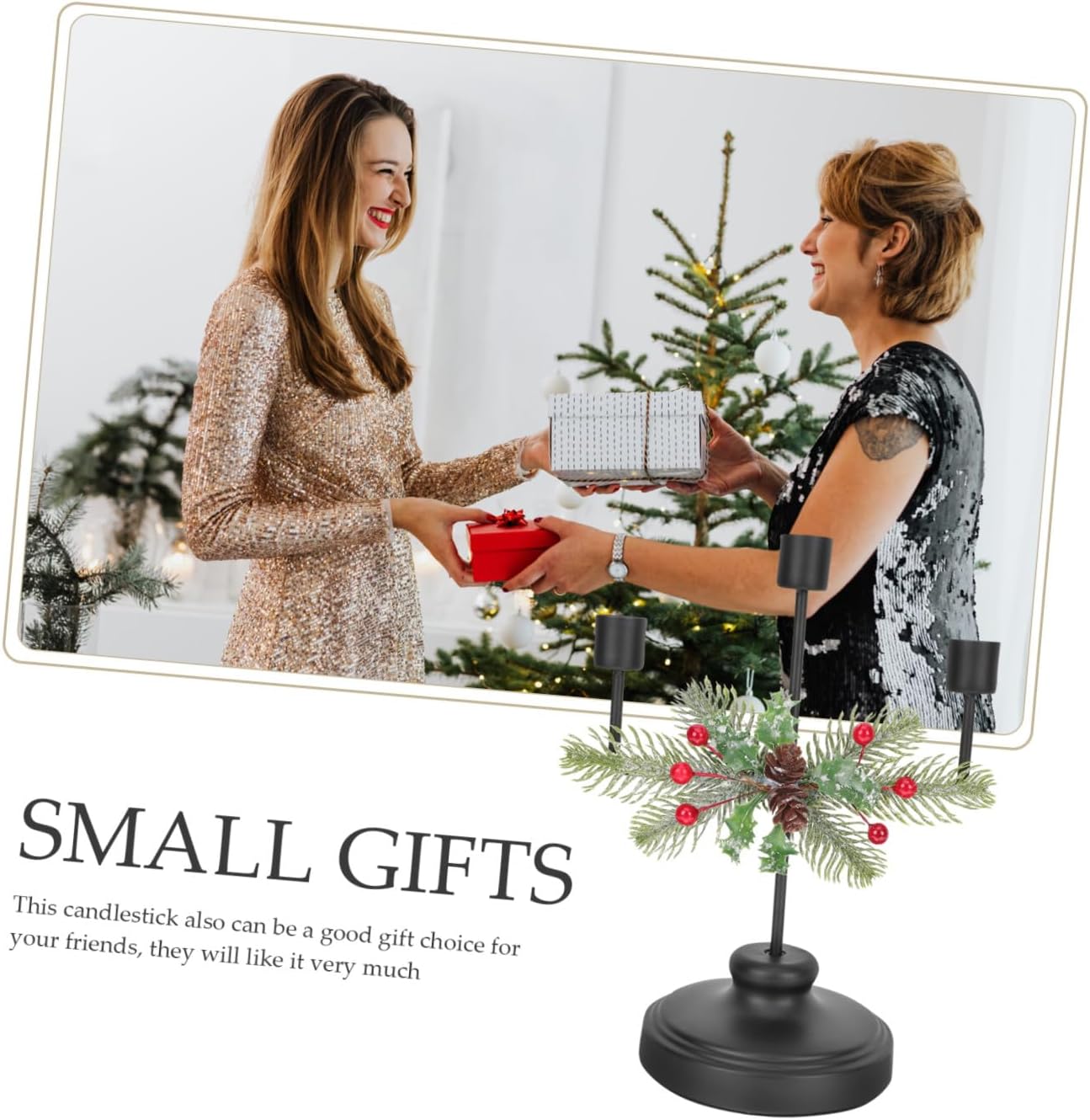 Alipis Christmas Candle Holder Elegant Candlestick Centerpiece for Xmas Sturdy Tea Light Holder for Dining Room Living Room for Friends Family