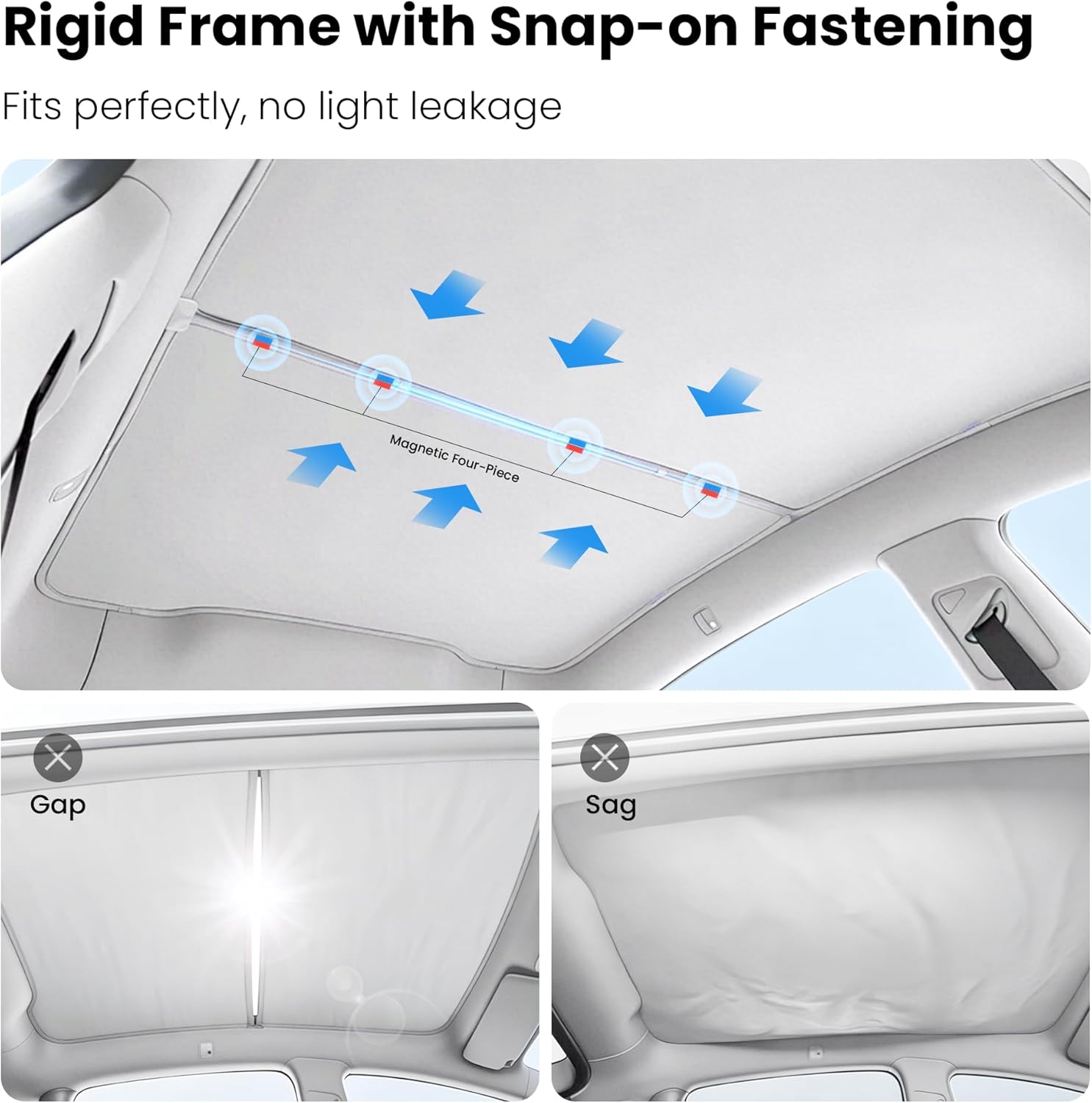 2026 Upgraded Tesla Model Y Juniper Sunshade Roof Iridescent Nano Ice Crystal Coating, No Light Leak, No Sagging Easy Install Tesla Model Y Accessories for 2026 Juniper - Grey