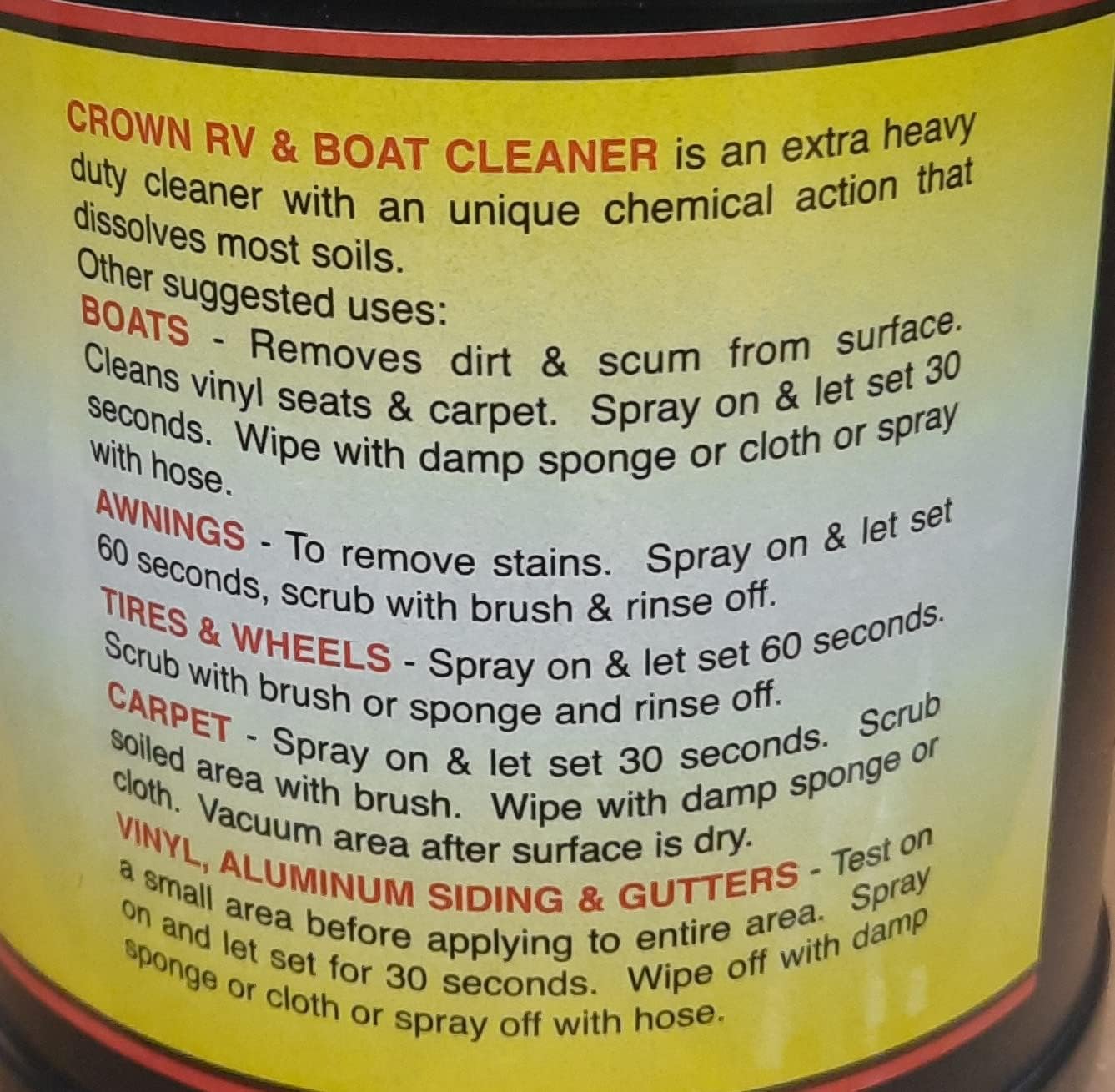 Crown RV and Boat Cleaner | 128 fl. oz. / 1 Gallon Bottles | 15 Second Cleaner