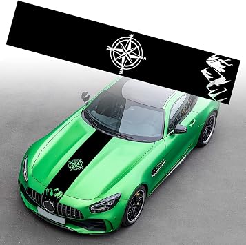 Auto Body Side Stripe Decal - Modified Compass Pattern, Black Pinstripe Stickers for Car Racing