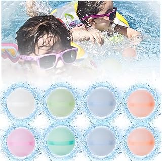 8 Pack Reusable Water Balloons Quick Fill, Magnetic Water Balloons for Kids, Silicone Refillable Water Bomb Splash Balls S...