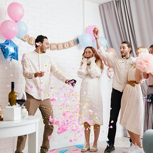 Miniatura 7 de RUBFAC Kit de globos de revelación de género, 2 globos negros grandes de 36 pulgadas para bebé niño o niña con confeti de papel en forma de corazón,