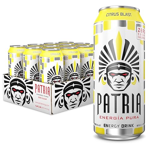 Miniatura 5 de Patria Energy Drink - Sin azúcar, paquete de 12, sabor a manzana verde, latas de 16 onzas - Sabor 100% natural, 200 mg de cafeína