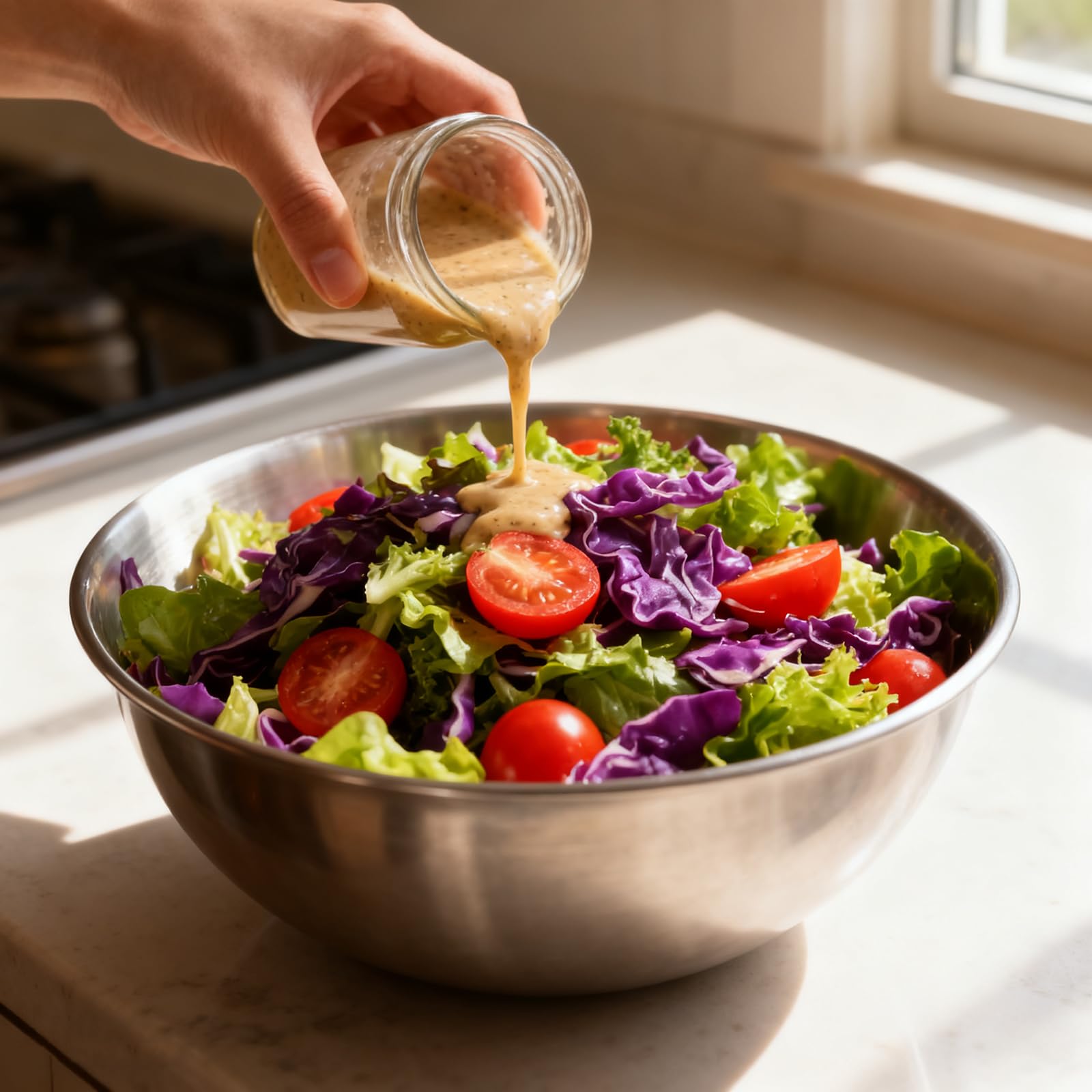 Juego de 5 Cuencos de Acero Inoxidable Apilables con Marcas de Medición - 800ml a 4000ml - Ensaladeras para Cocina, Mezclar y Servir - Apto para Lavavajillas