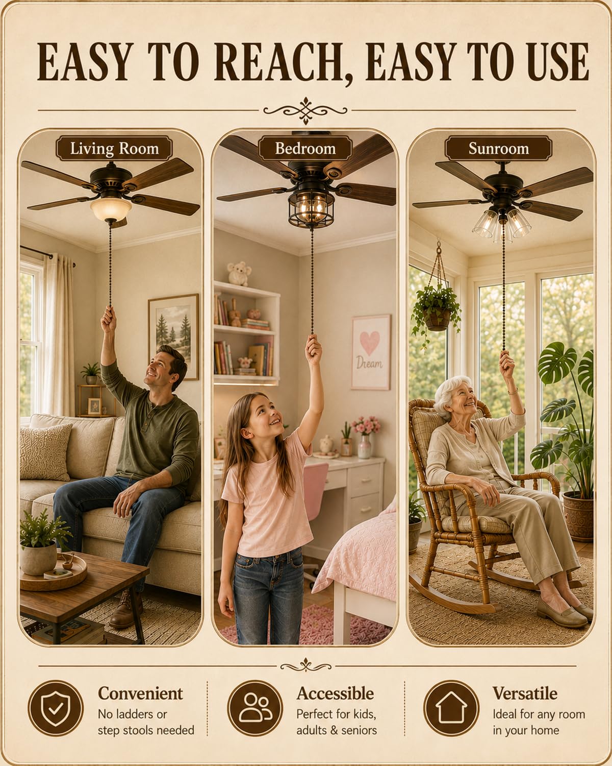 Ceiling Fan Pull Chain - 160 Inch Bronze -3