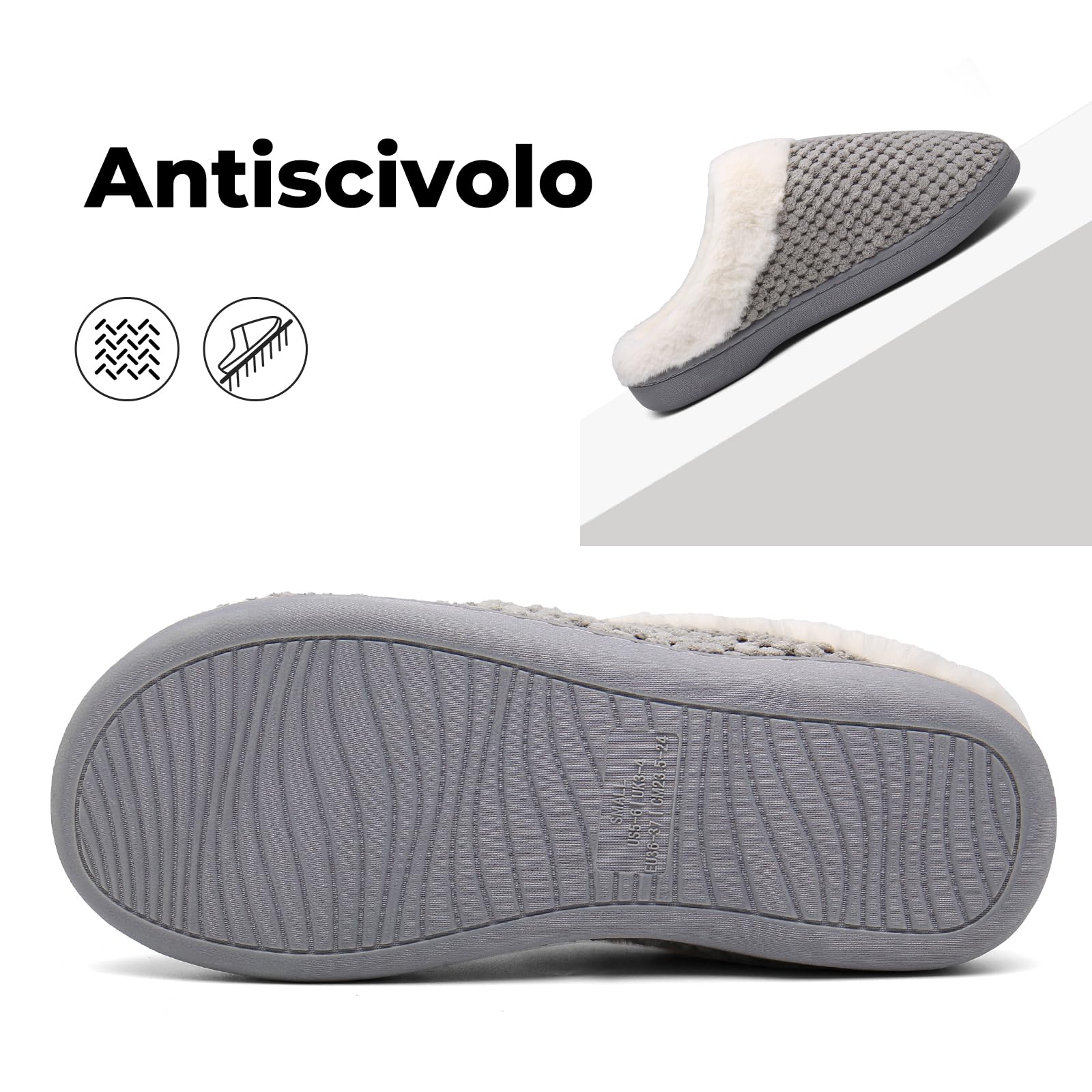 Mishansha Pantofole Donna Uomo Memory Foam in Caldo Cotone Scarpe da Casa