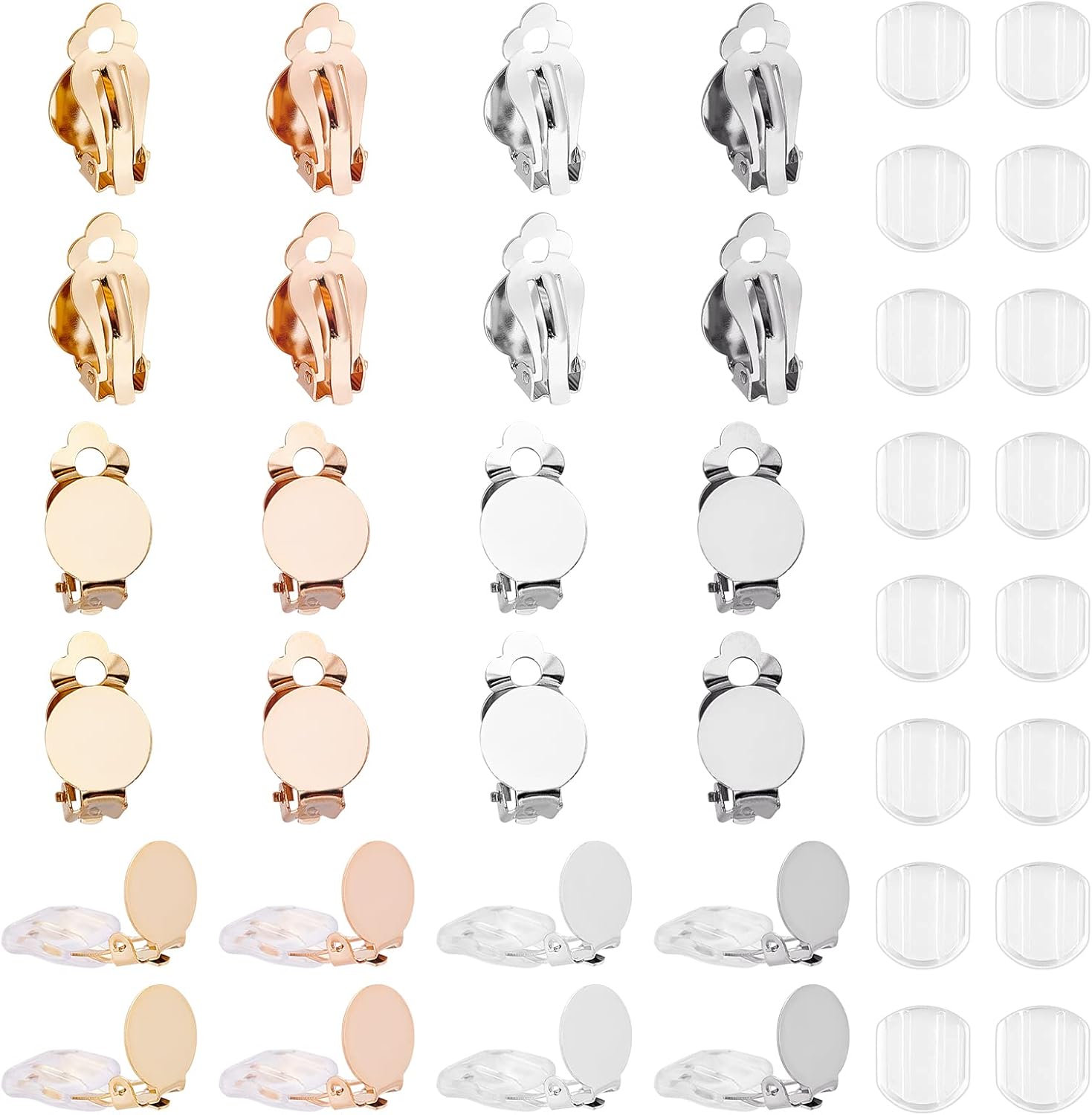 UNICRAFTALE 32pcs Earring Clip 4 Colors Clipon Earring