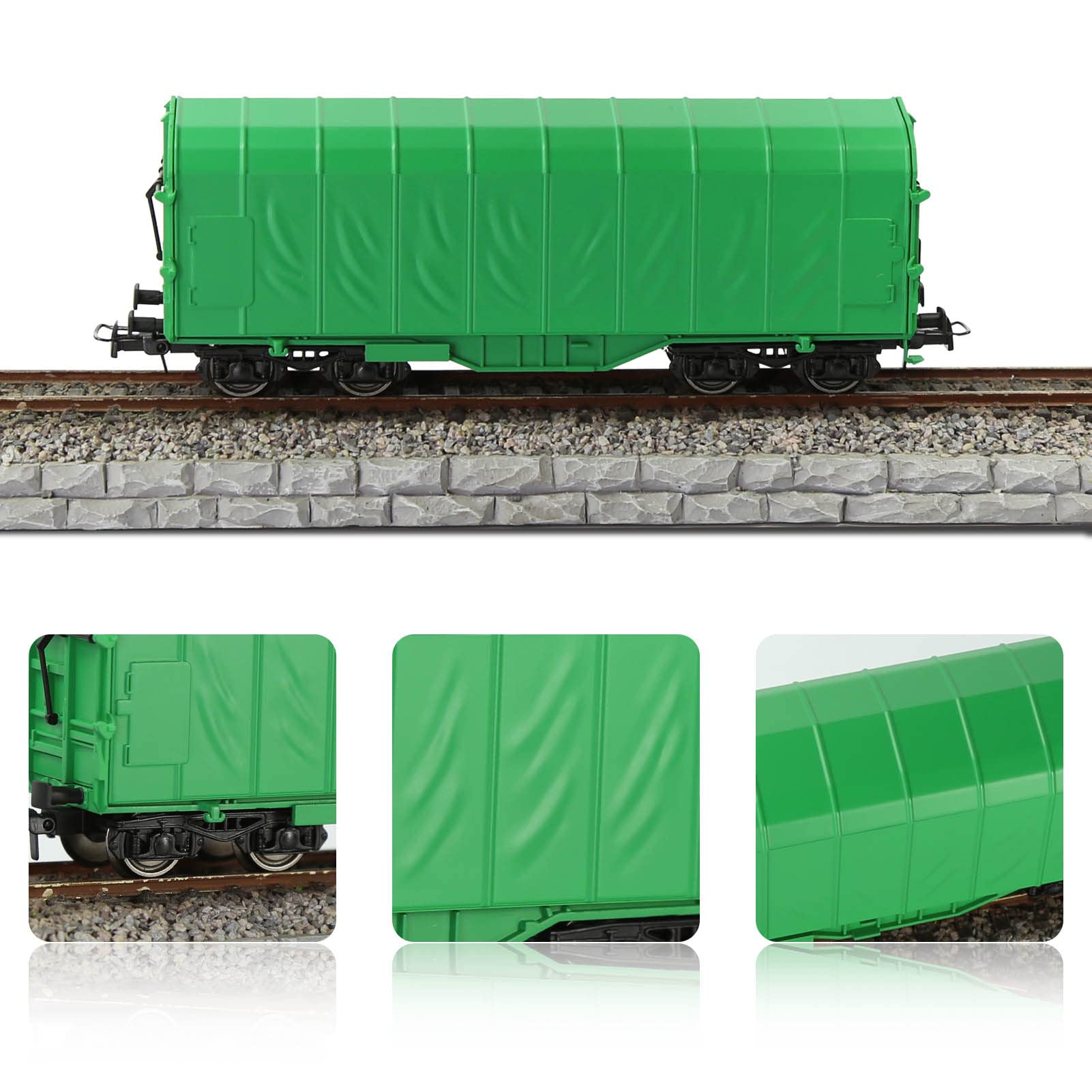 Evemodel 2 pezzi pista H0 1:87 modello trasporto ferroviario Wagon materiale rotabile carrello ferroviario paesaggistico (verde)