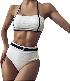 Swimsuit 42 Tummy Control Waist Pieces Bikini Swimsuits High Swimsuits Set Swimsuits Tankinis Set Festive Tops Men's Black Halterneck Bikini Two Piece Swimsuit
