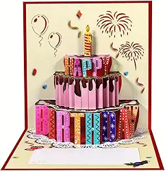 Cartão pop-up de aniversário, vale-presente criativo de aniversário