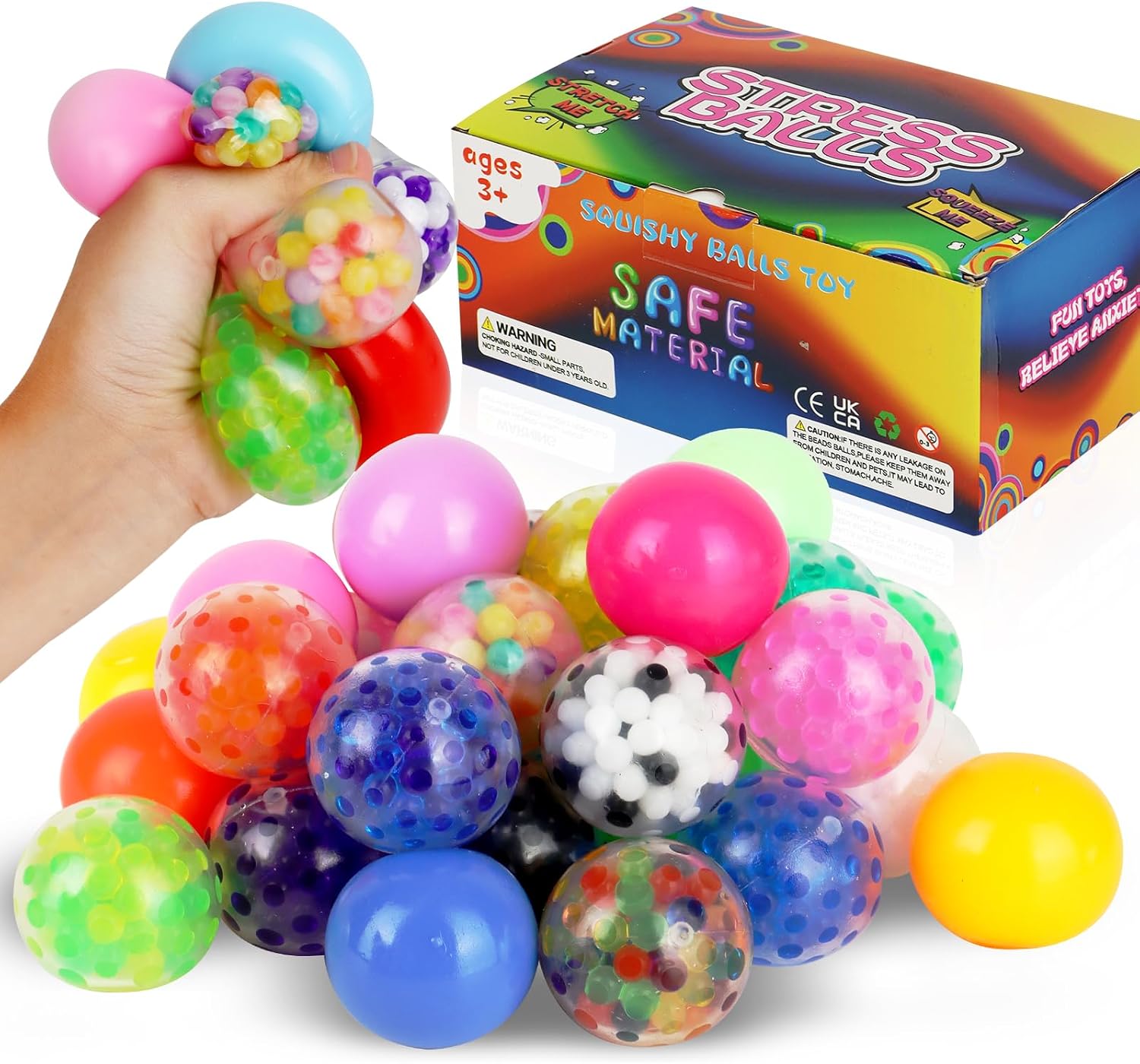 30Pack Stress Balls Bulk for Adults Mini Size, Gift Box Squishy Squeeze ...
