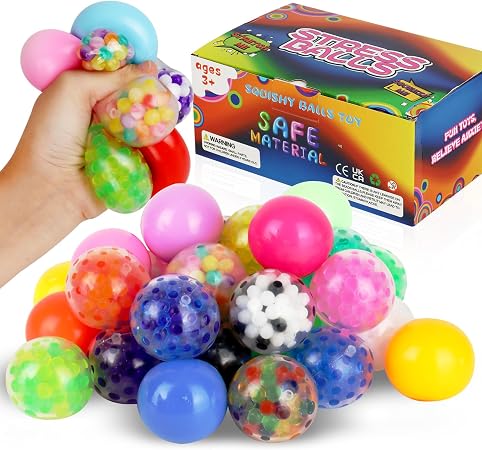 30Pack Stress Balls Bulk for Adults Mini Size, Gift Box Squishy Squeeze ...
