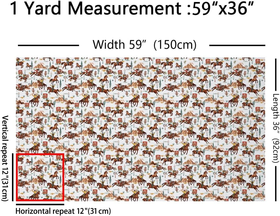 Feelyou Western Decor Decorative Waterproof Outdoor Fabric 3 Yards Wild Western Cowboy Cowgirl Fabric by The Yard Horse Desert Rodeo Cowboy Style Upholstery Fabric for Chairs Brown Outdoor Fabric