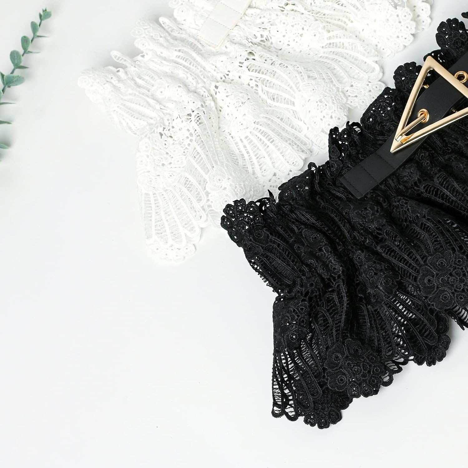 Women's Belts Lace Waist Cover Skirt Triangle Buckle Waist Lace Decorative Wide Belt Accessories Dress (Color : Black, Size : One Size(84cm))