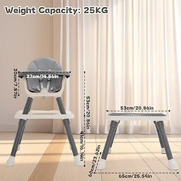 7-in 1 Baby High Chair, Highchair with Removable Game Table, Adjustable Height, Footrest, Portable Baby Chair Multifunctional Combination for Babies Toddlers