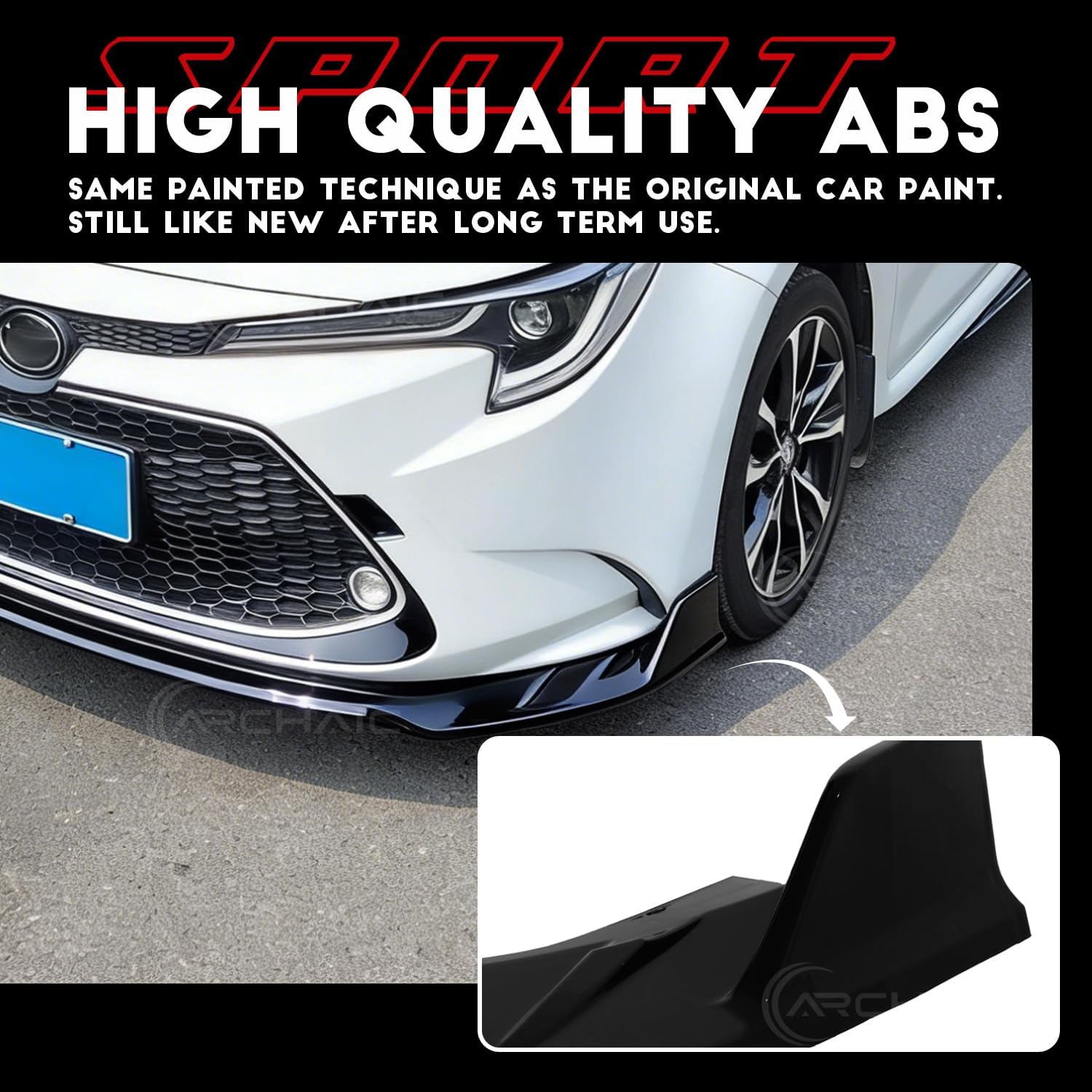 Archaic Front Bumper Lip Spoiler Compatible for 2020-2023 Toyota Corolla Sedan [LE/XLE],Splitter Under Chin Spoiler Body Kit Corolla Accessories.