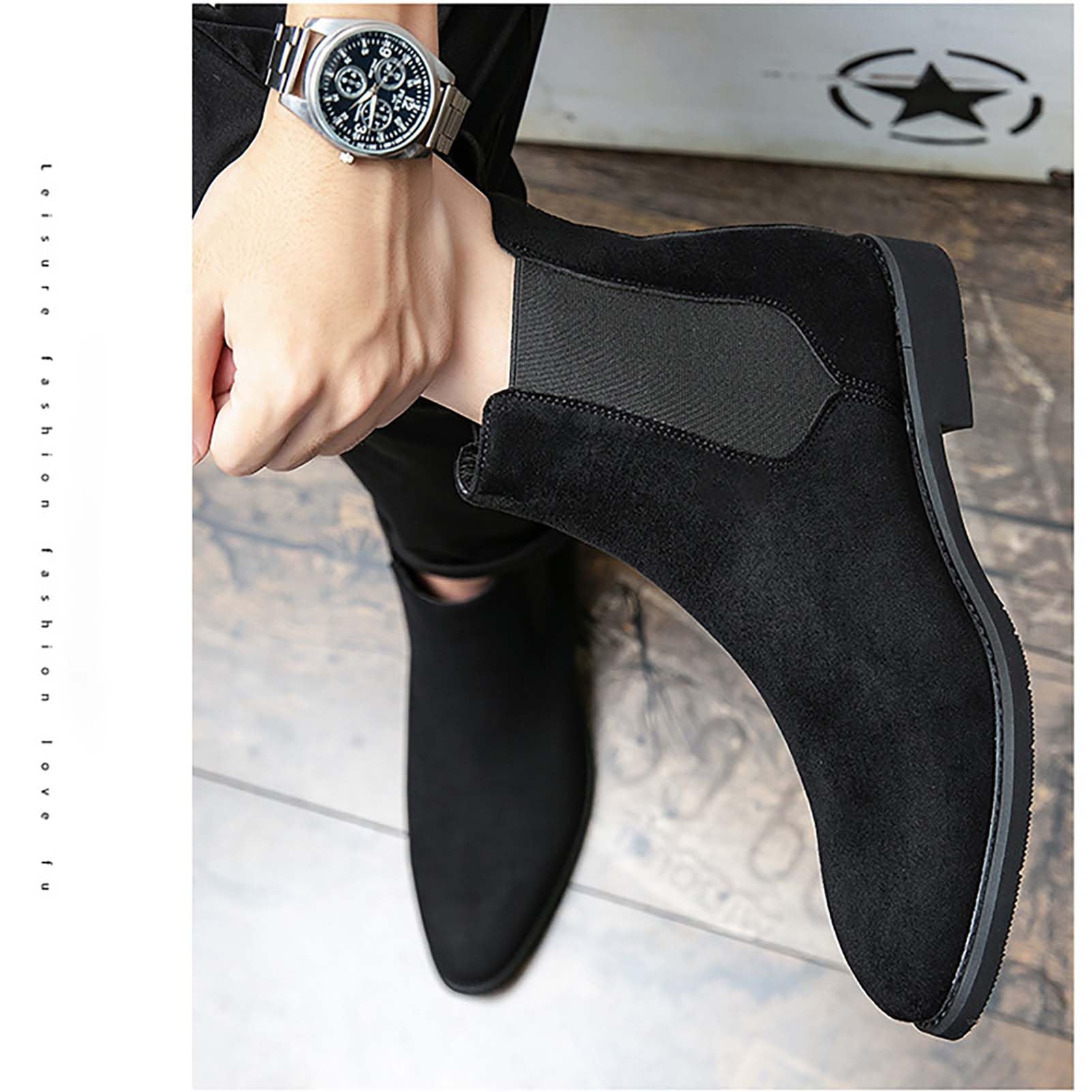 Chelsea in Suede da Uomo, alla Caviglia Classici Slip-On con Lati Elastici, Eleganti per Occasioni Casual E Formali