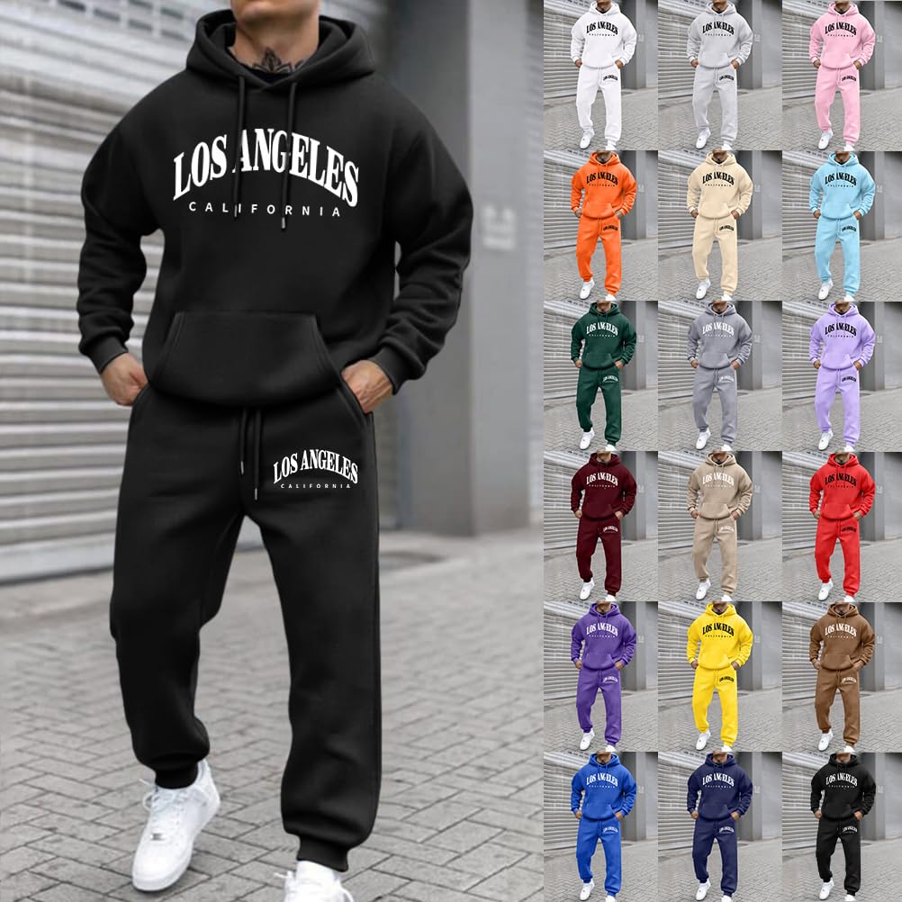 shownicer Survêtement Homme Jogging Ensemble Hiver Manches Longues Imprimé Ample Sportswear