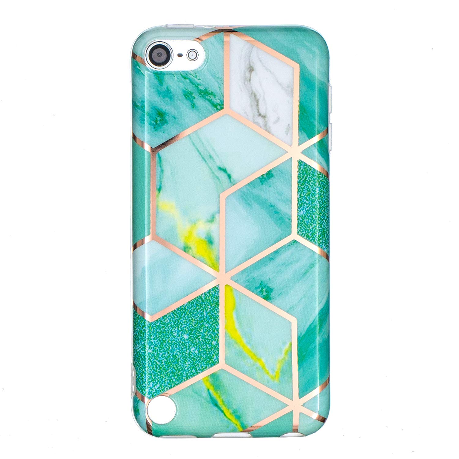 KZONO iPod touh 7 case, iPod Touch 6/5 Case Cute Geometry Pattern Unique Designed Slim Fit TPU Soft Shell Protective Case for iPod Touch 7/6/5 Unique Pattern (Green Geometry)
