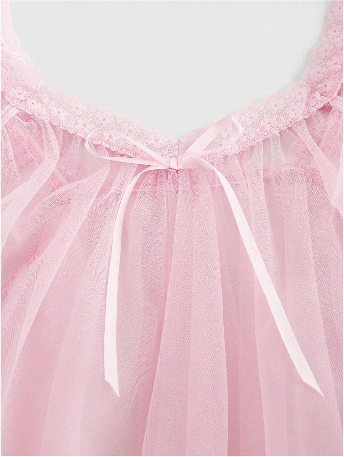 OYOANGLE Women's Lingerie Set 2 Piece Mesh Lace Sheer Chemise and G String Babydoll Nightwear - Image 3